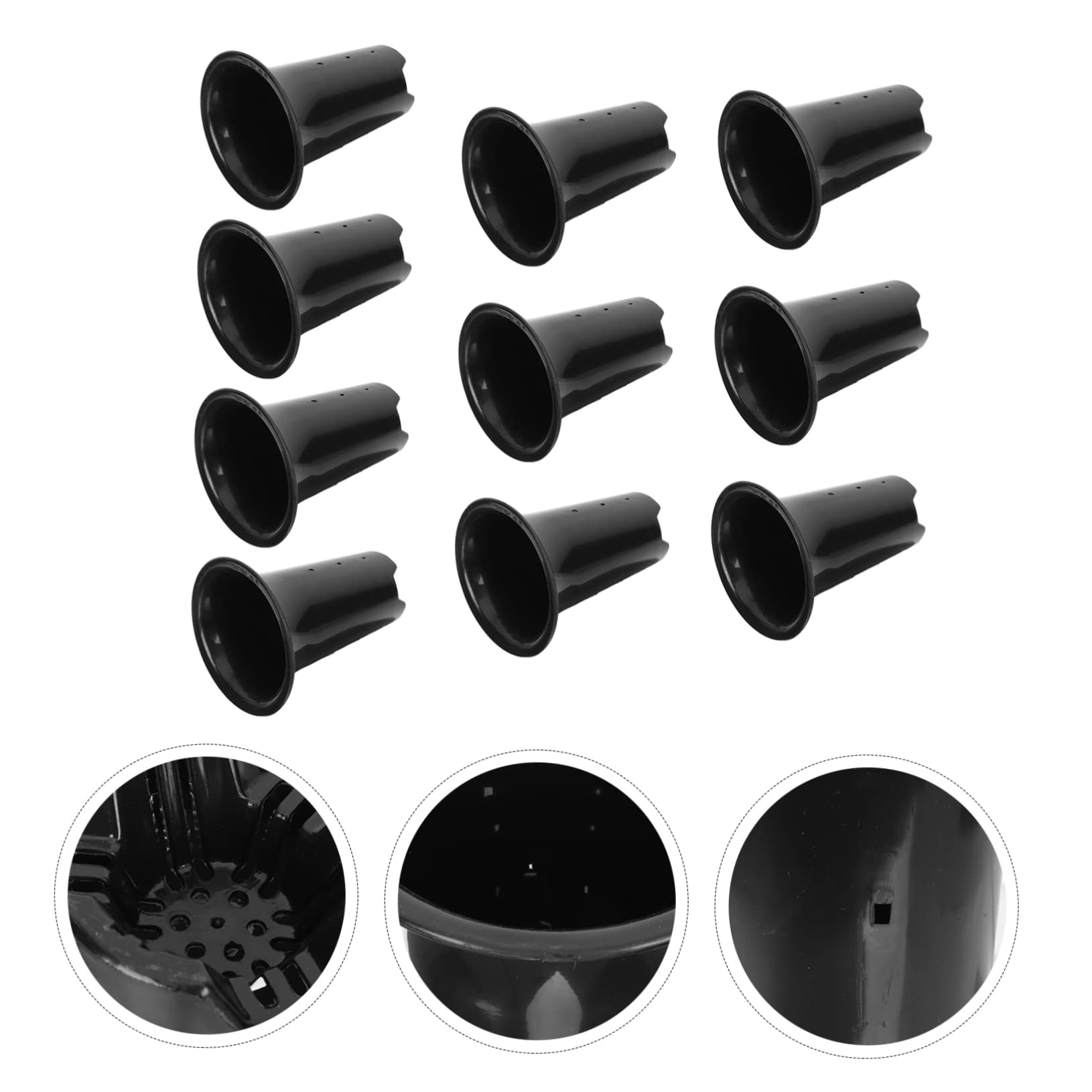 10 Pots de Pépinière Noirs en Plastique Respirant pour Plantes et Fleurs, Contrôle Racinaire, Design Simple, pour Jardin et Intérieur