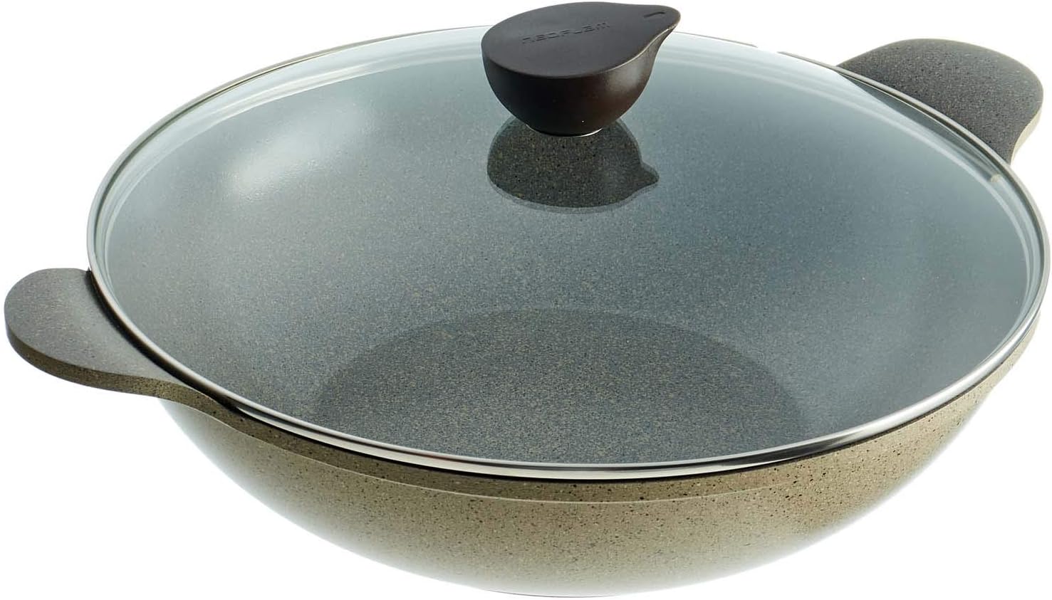 Neoflam Eela Ek El W36G Granite Cooking Wok With Lid, 36 Cm Olive', Warm Marble
