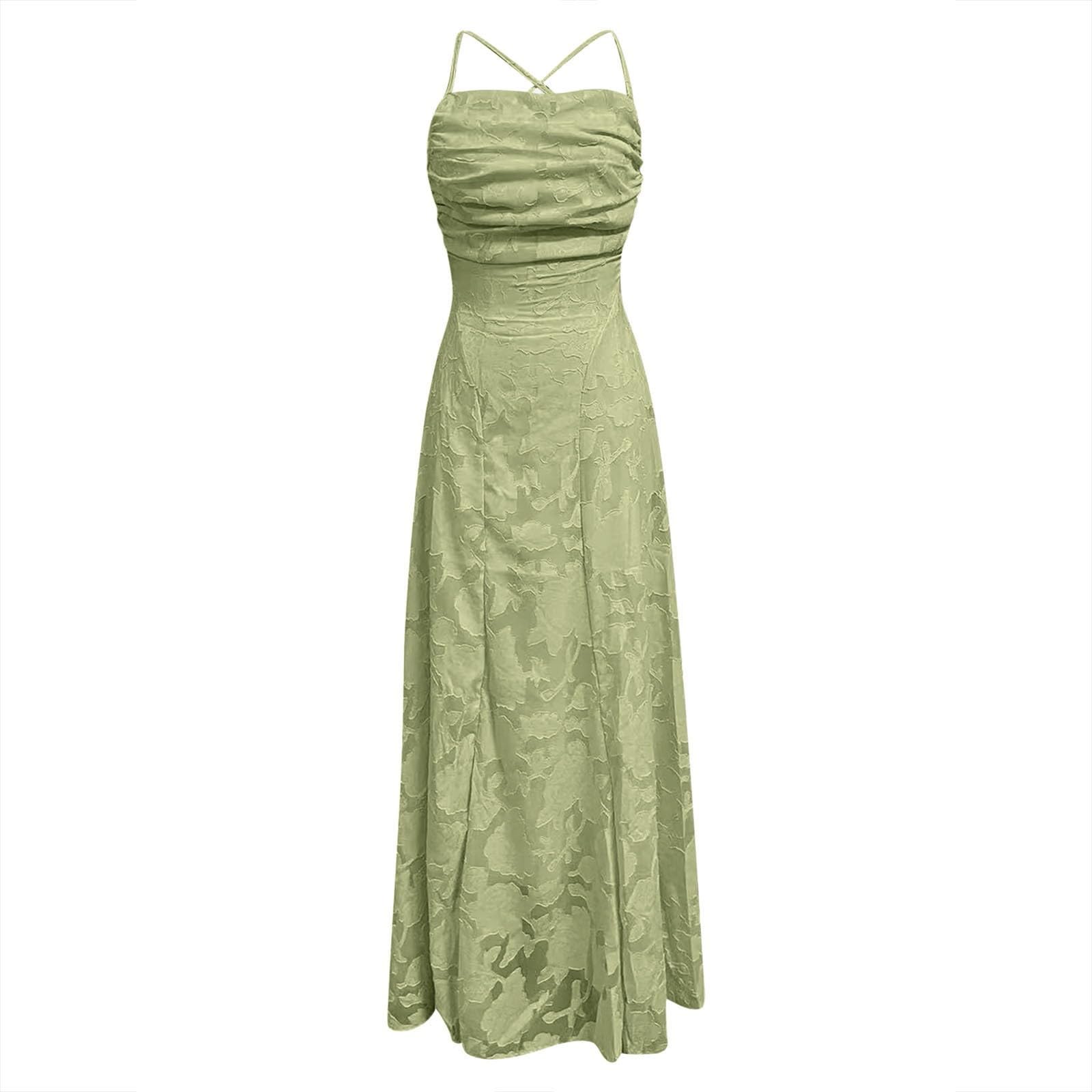 Abito Donna Elegante Spalline Sottili Spacco Festa Sexy Cerimonia Notte Lunghezza Maxi Abbigliamento Sera Moda Abito Lungo Donna