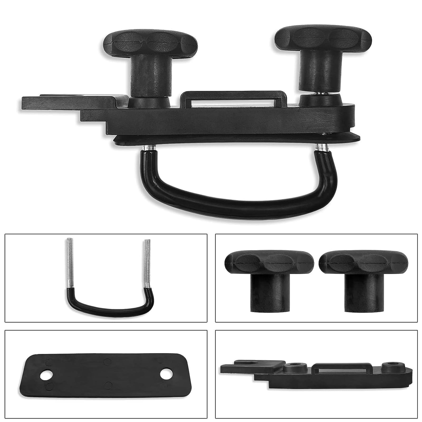 4 Pezzi Fissaggio Per Box Da Tetto, Universale Kit Di Montaggio Per Box Da Tetto, Morsetti A U Per Box Tetto, Larghezza Interna Di 85mm, Con 8 Dadi Di Bloccaggio Per Impieghi Gravosi E 2 Bende