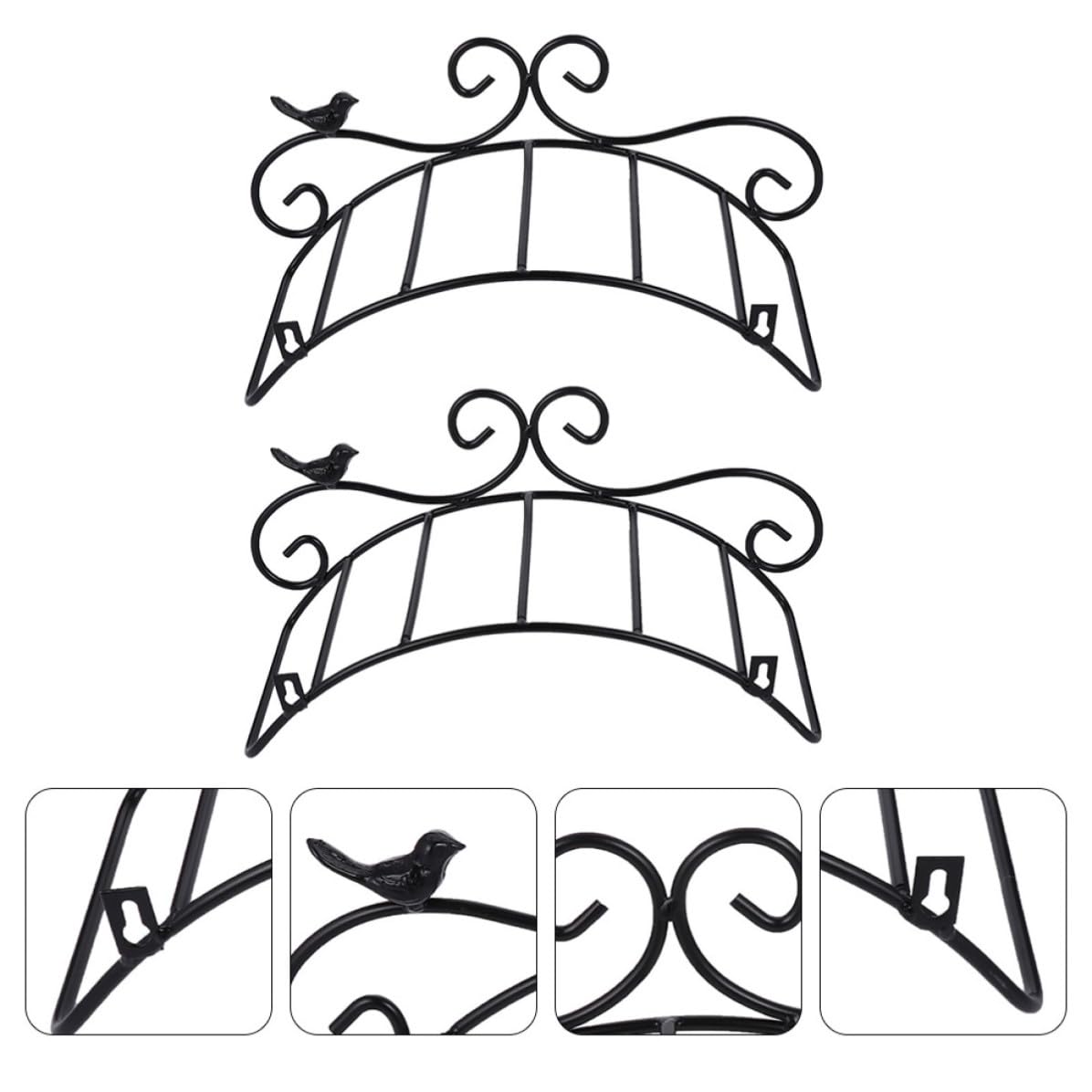 SHINEOFI 2 Pièces Support de Rangement pour Tuyau D'arrosage, Support pour Tuyau D'arrosage Mural en Fer Noir, Style Antique Élégant, pour Jardin et Intérieur, Gain de Place, Résistant