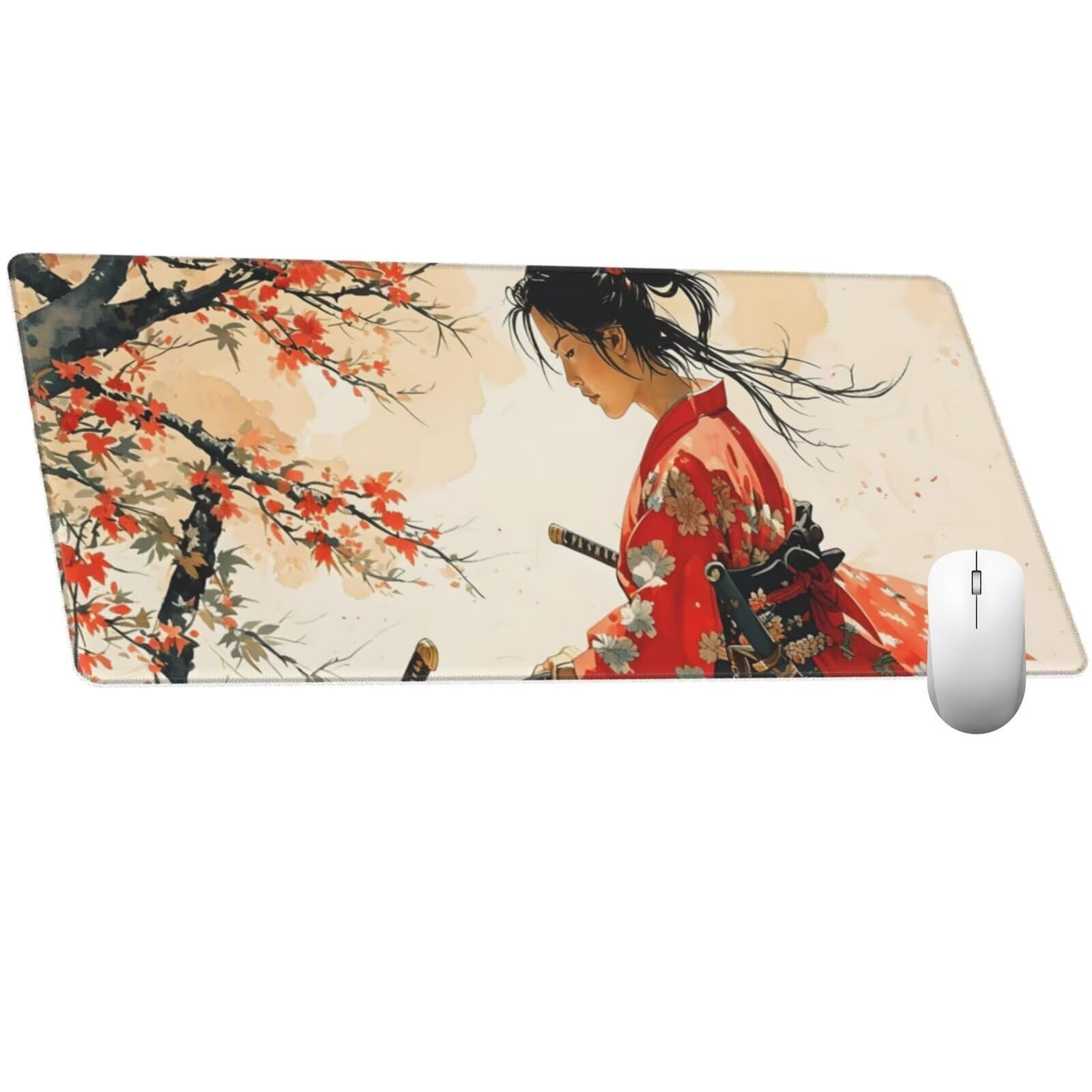 Alfombrilla Ratón Japón Alfombrilla Ratón XXL 1600 x 800 mm, Vintage Mouse Pad Gaming con Bordes Cosidos, Impermeable Mousepad XXL Base de Goma Antideslizante Duradera, Mouse Pad para Oficina Q916