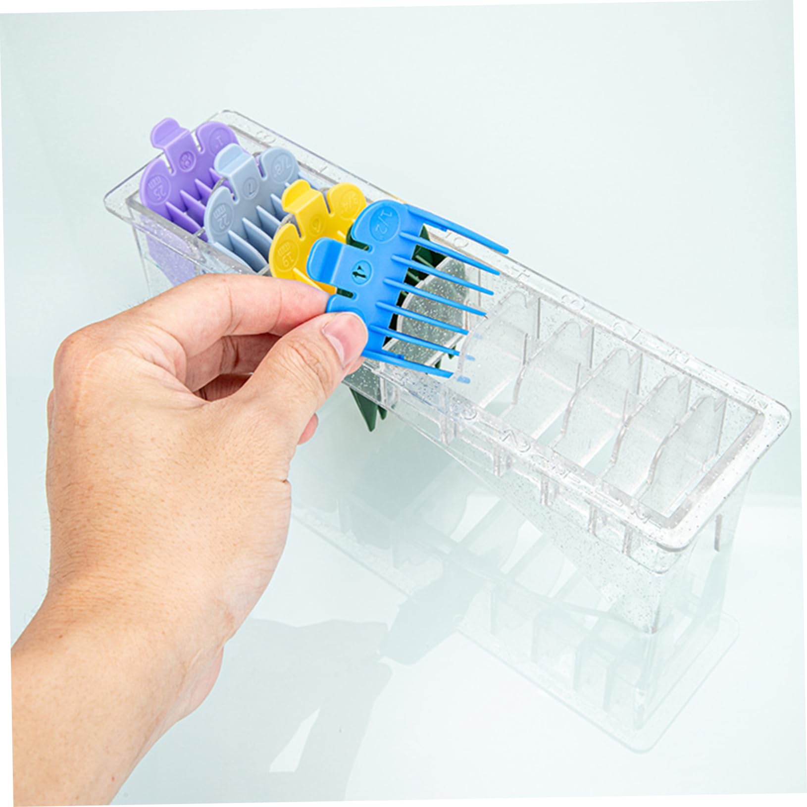 Beavorty Hair Clipper Guard Blade Holder Case Barber Clippers Accessory 10 Grids Storage Box Clipper Guard Organizer for Barber Cliers