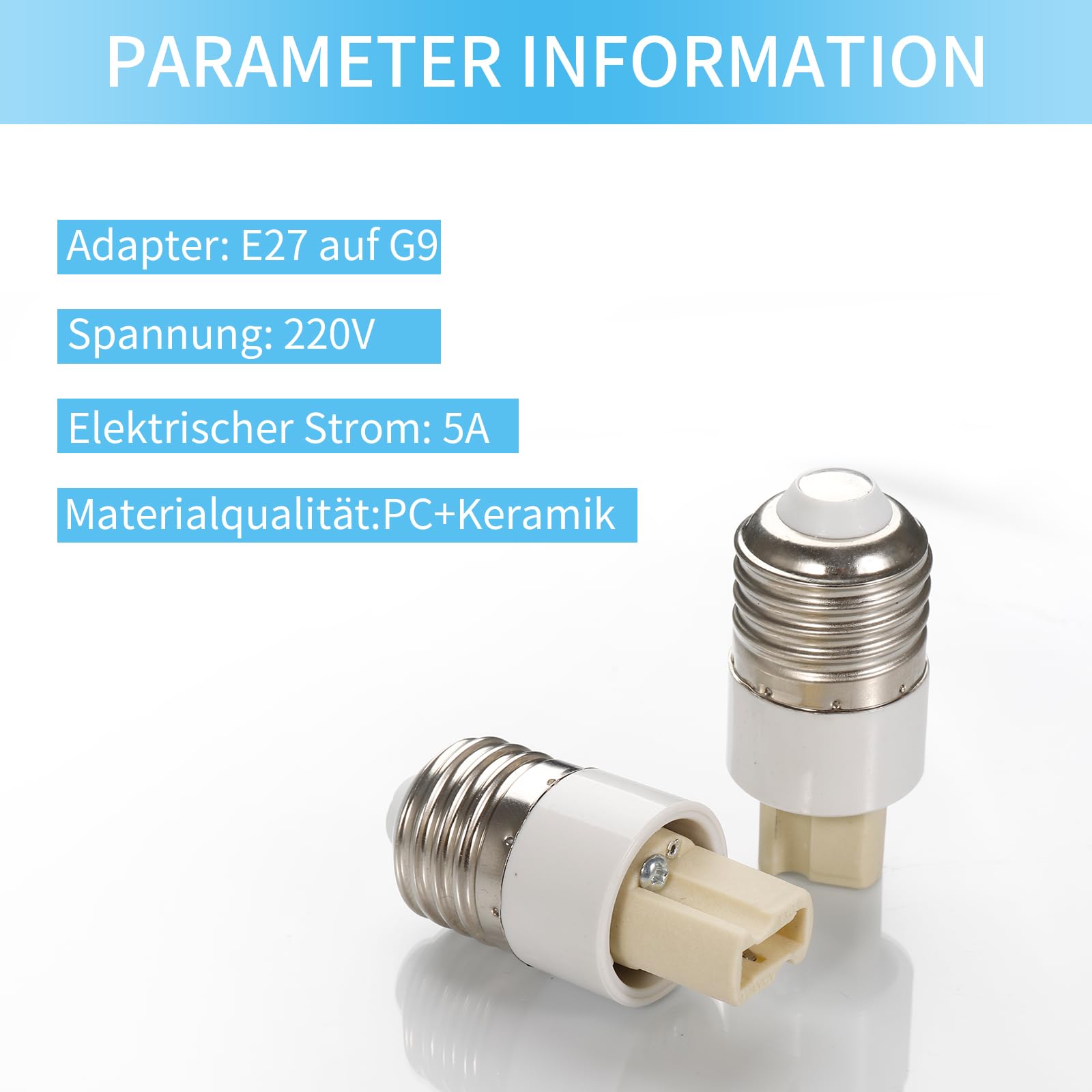 Set Da 6 Adattatori Per Lampada Da E27 A G9 – In PC Resistente Al Calore, Per LED E Alogene