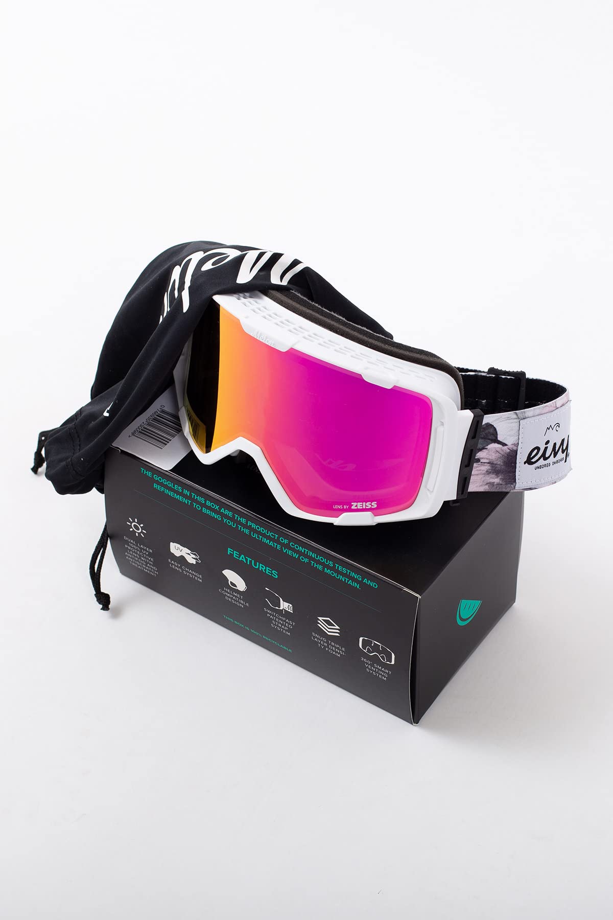 EIVY Women's Melon Parker Goggle Ski Goggles White/Pink Chrome Bloom Standard Sports & Outdoors