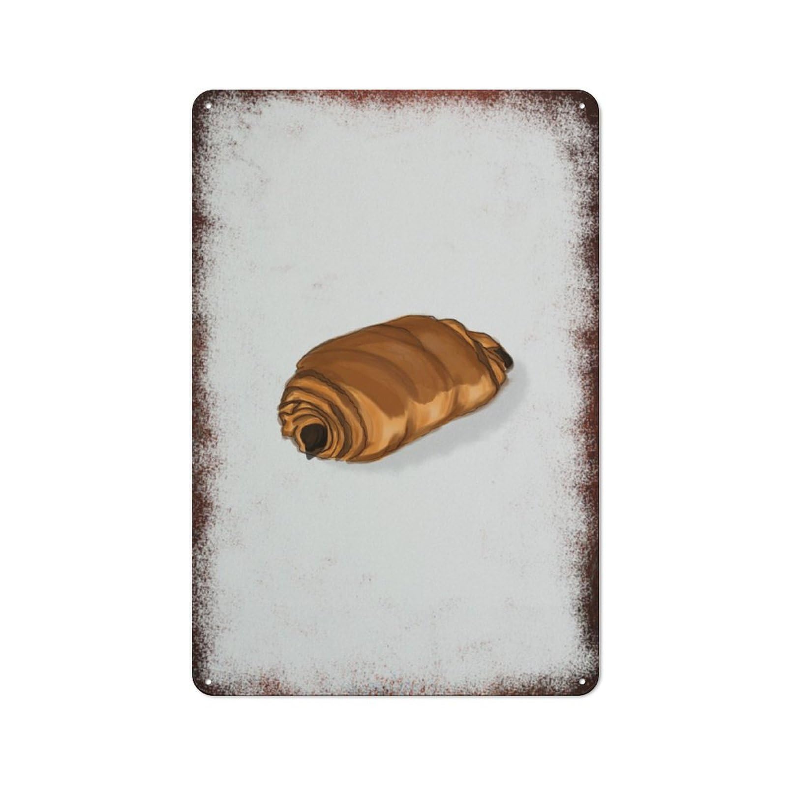 peiyeety Metal Tin Sign Chocolate Croissant Pattern Vintage Rustic Wall Art Kitchen Bathroom Bedroom Living Room Cafe Farmhouse Entryway Office Garage Home Bar Laundry Room Porch 6x8 Inch