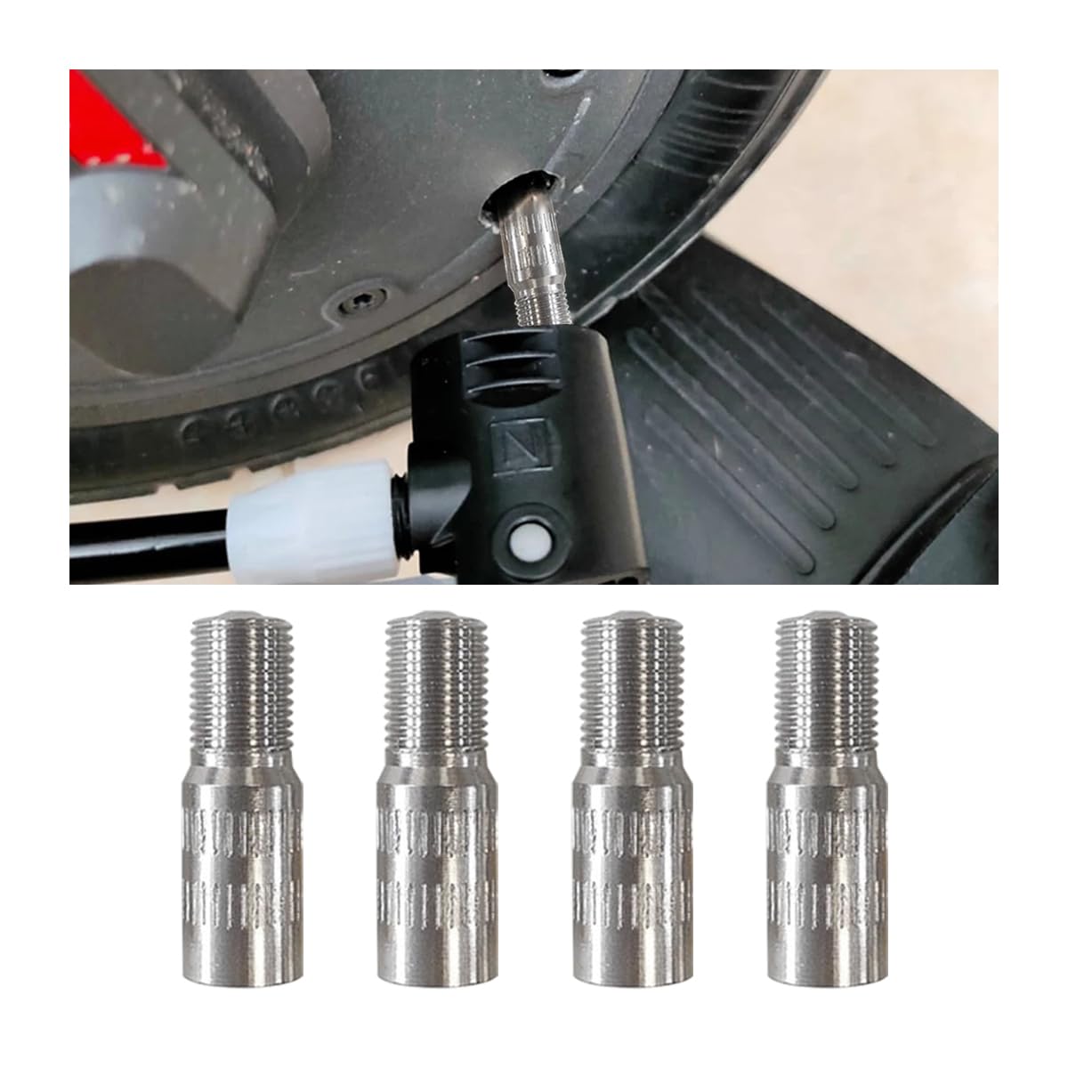 JNNJ 4 Pezzi Estensione Universale della Valvola del Pneumatico, Stelo Estensione Valvola Pneumatico Adattatore in Ottone Moto, Estensione Asta Valvola Adattatore, per Biciclette, Moto(Dritto)