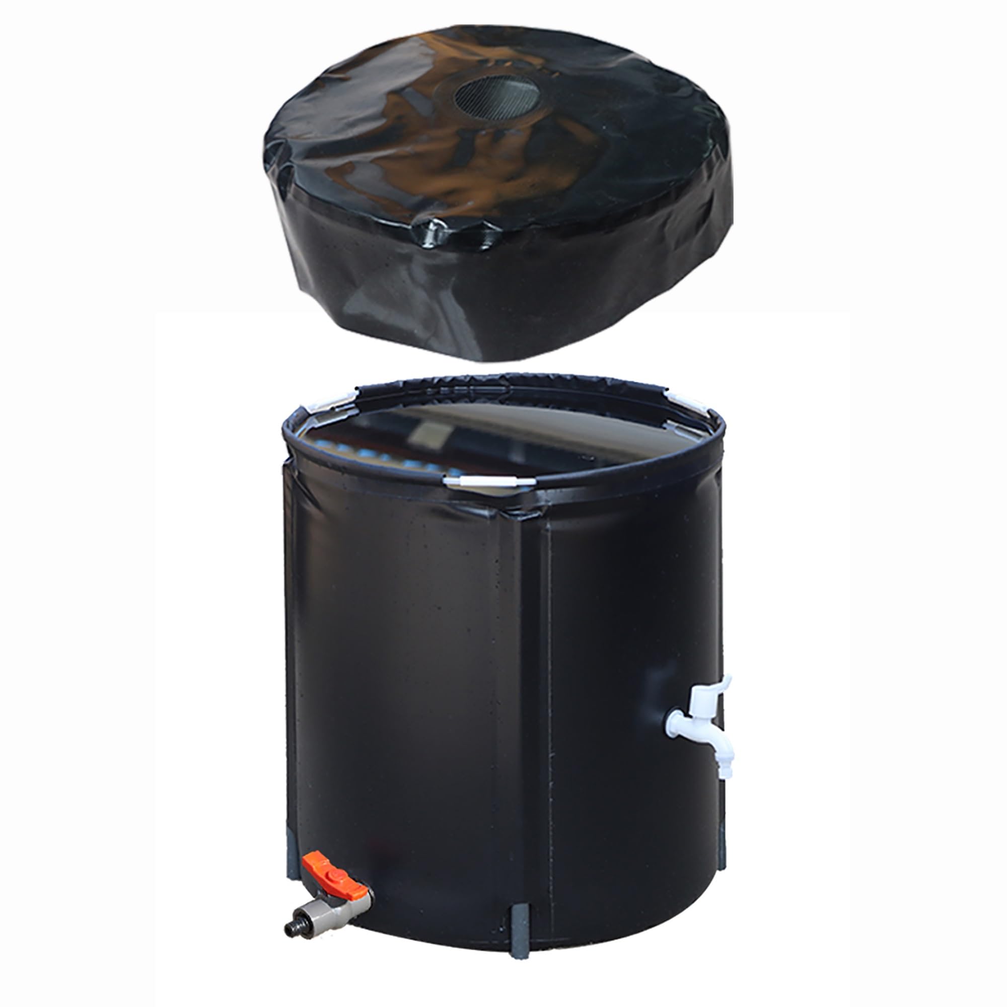 Bidon Agua con Grifo Plegable Deposito Agua Lluvia con Tapa Lluvia Barril(50x55cm/20x22in)