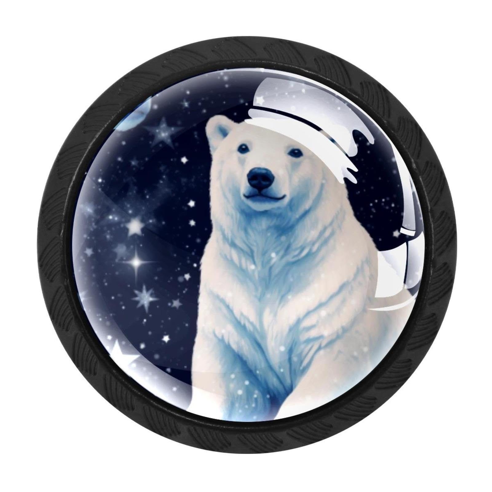 CHENZZZZ 4 Pack Black Starry Polar Bear Kitchen Handles, Cabinet Pulls Hardware for Cupboard Drawer Knobs Dresser Pulls