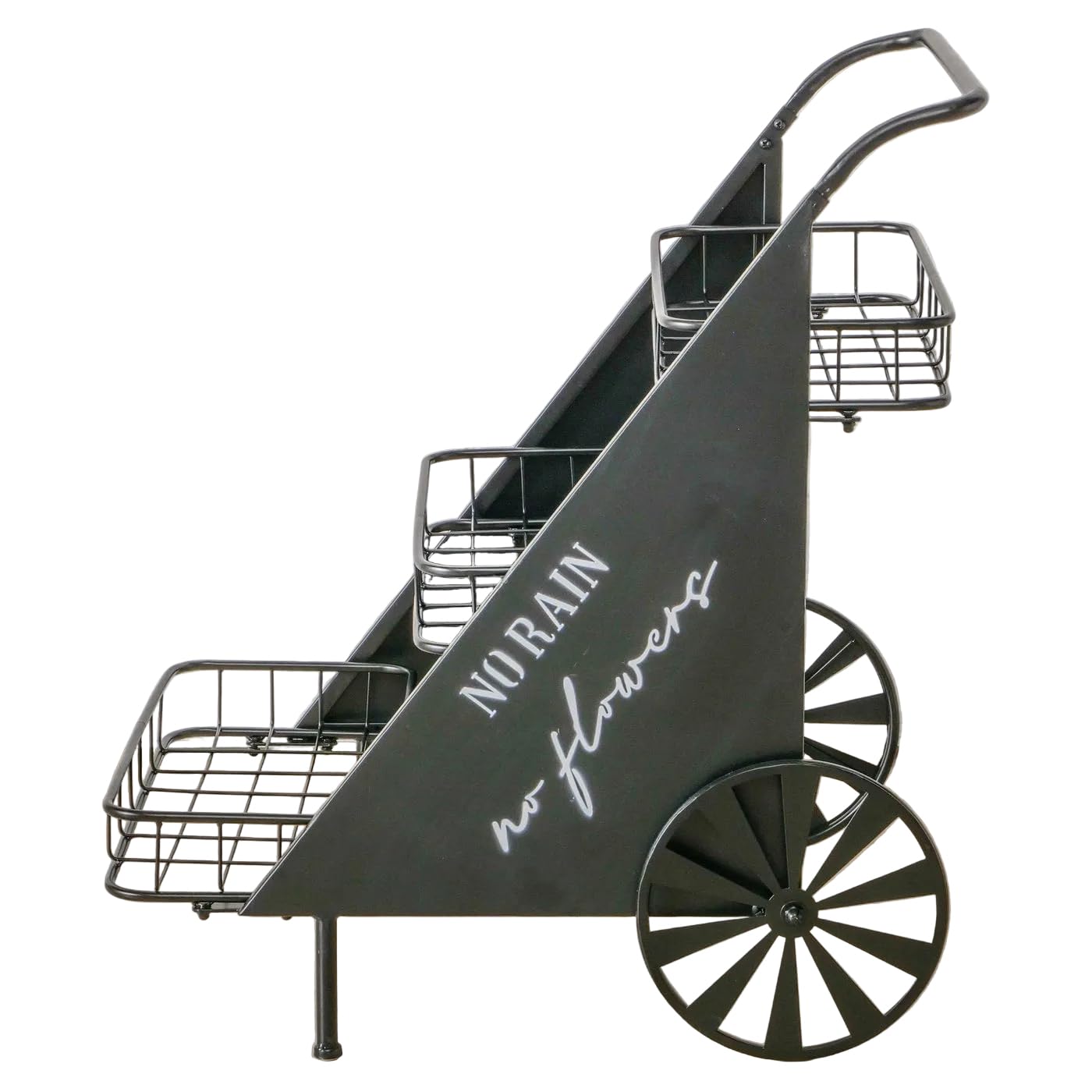 MF Blumentreppe Bayou aus Metall, Schwarz, Industrial Stil, 3 Ebenen mit Drahtkörben, 51 x 64 x 77 cm