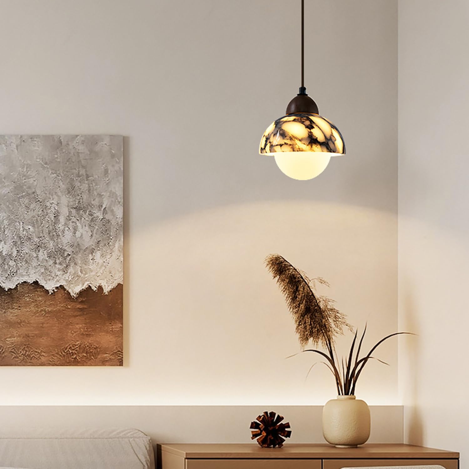 Lampada a sospensione in marmo naturale a