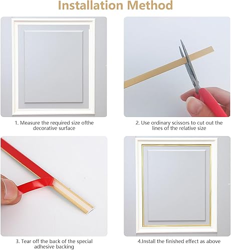 Miniatura 5 de Moldeo de pared para despegar y pegar, revestimiento de moldura de pared metalizado dorado flexible para azulejos de espejo, techo, suelo, gabinete