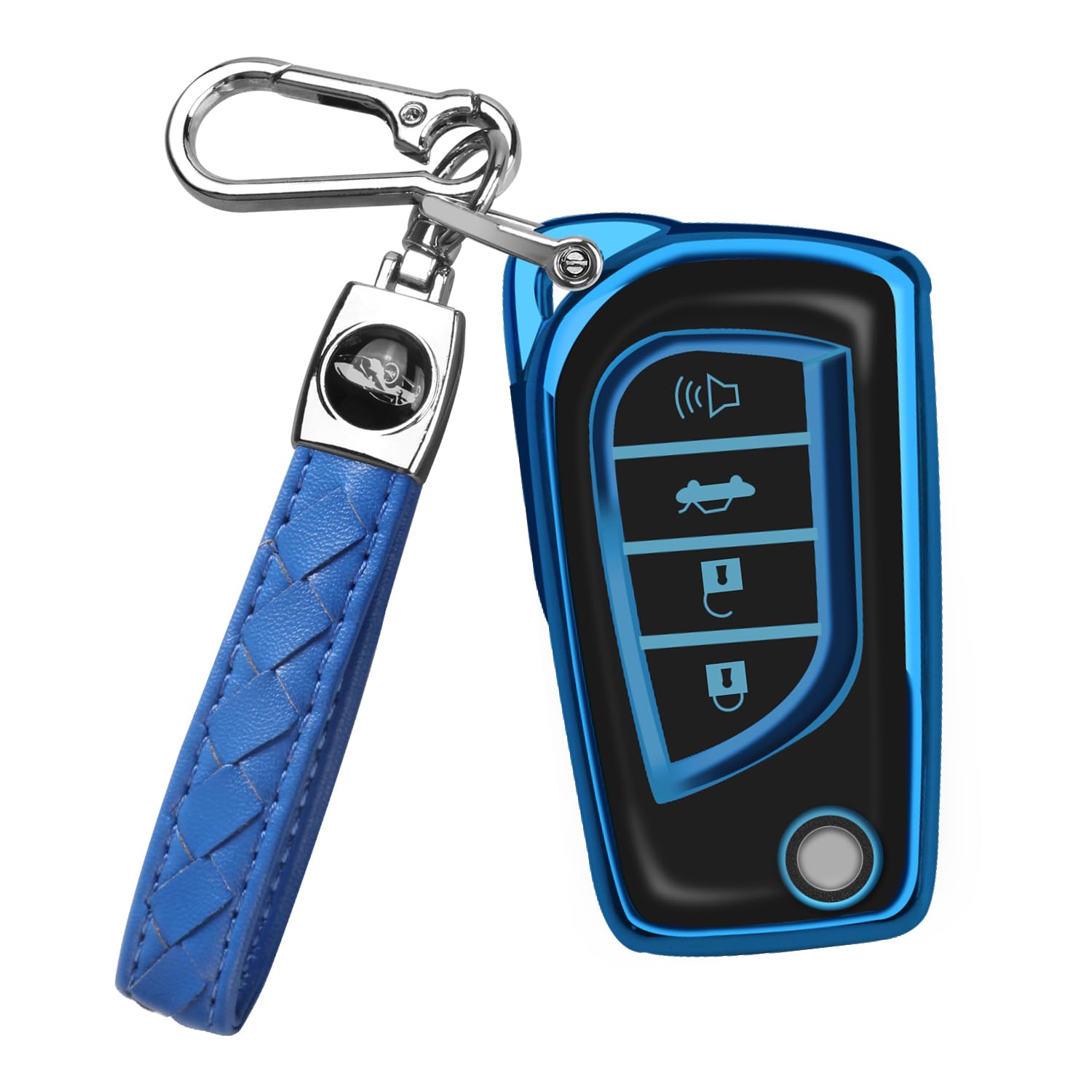 QBUC for Toyota Flip Key Fob Cover Soft TPU Key Case Cover with Keychain for Fortuner Tundra Camry RAV4 Challenger Key Shell