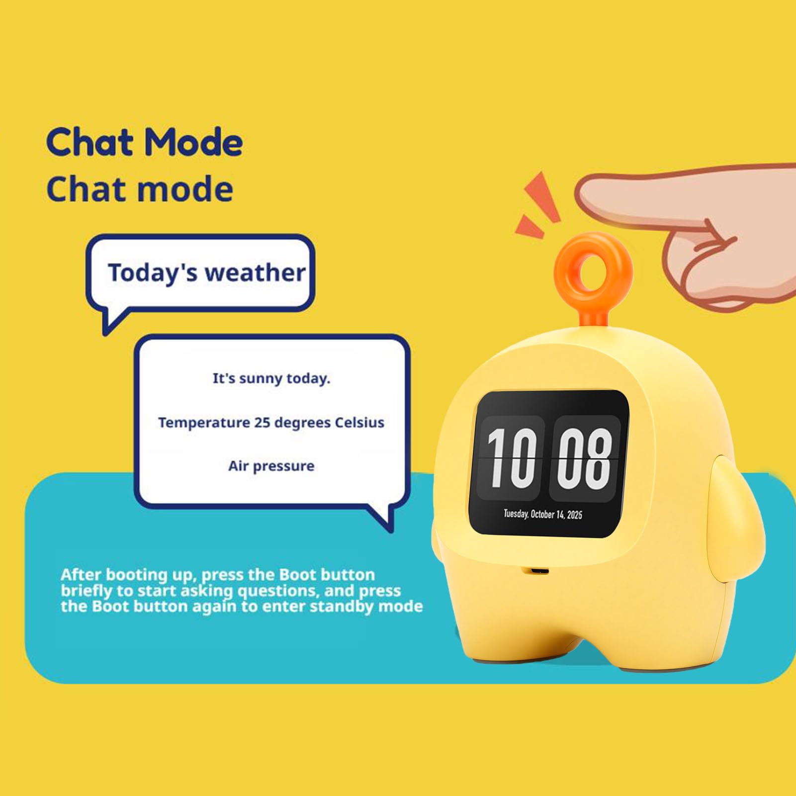 Fabater Robot da Scrivania AI, Animale Domestico Robot AI Interattivo con personalità, Dialogo Intelligente in Chat, Compagno Desktop per Bambini con 37 Lingue, Regalo Tecnologico (YELLOW)