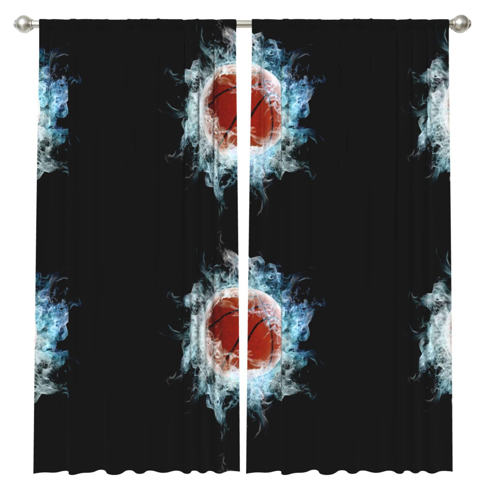 InOmak Abstract Basketball, 2 Panels Window Curtains 52 x 84 Inch Blackout Curtains for Living Room Bedroom