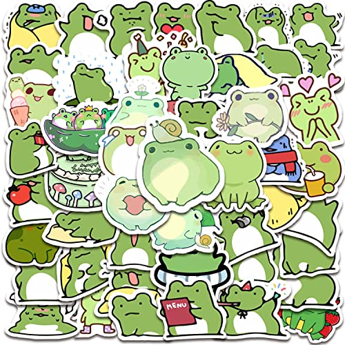 50 Pieces Frog Stickers Cartoon Vinyl Waterproof Stickers for Laptop Guitar Motorcycle Bike Skateboard Luggage Phone Hydro Flask Gift for Kids Teen Birthday Party