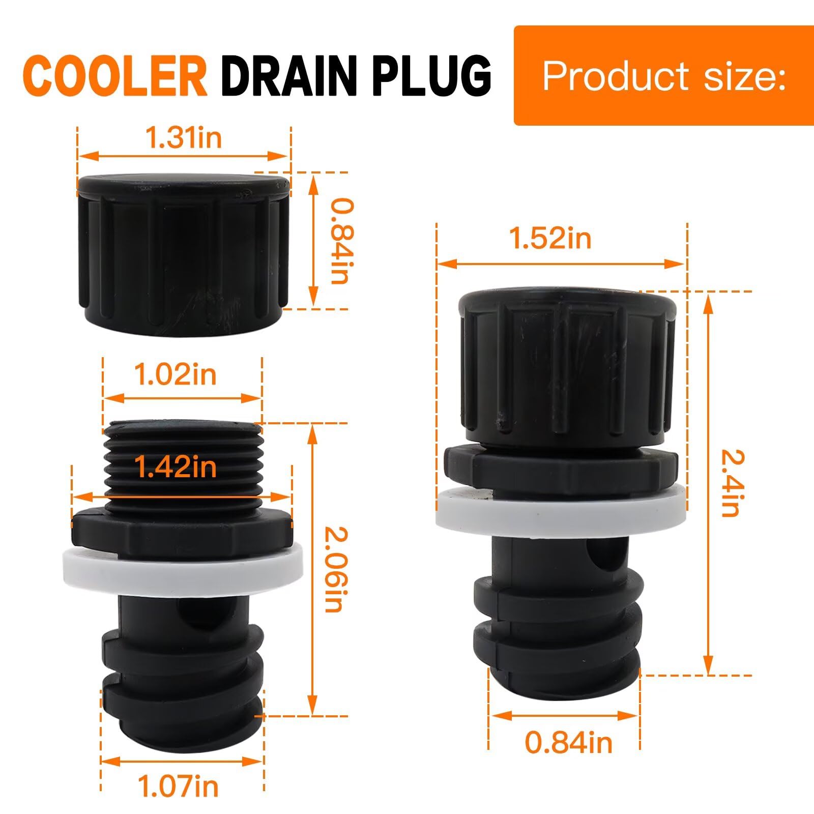 Cooler Drain Plug Replacement for YETI ORCA RTIC 20 45 65 Model Coolers Leak-Proof Accessories by BLUE ELF