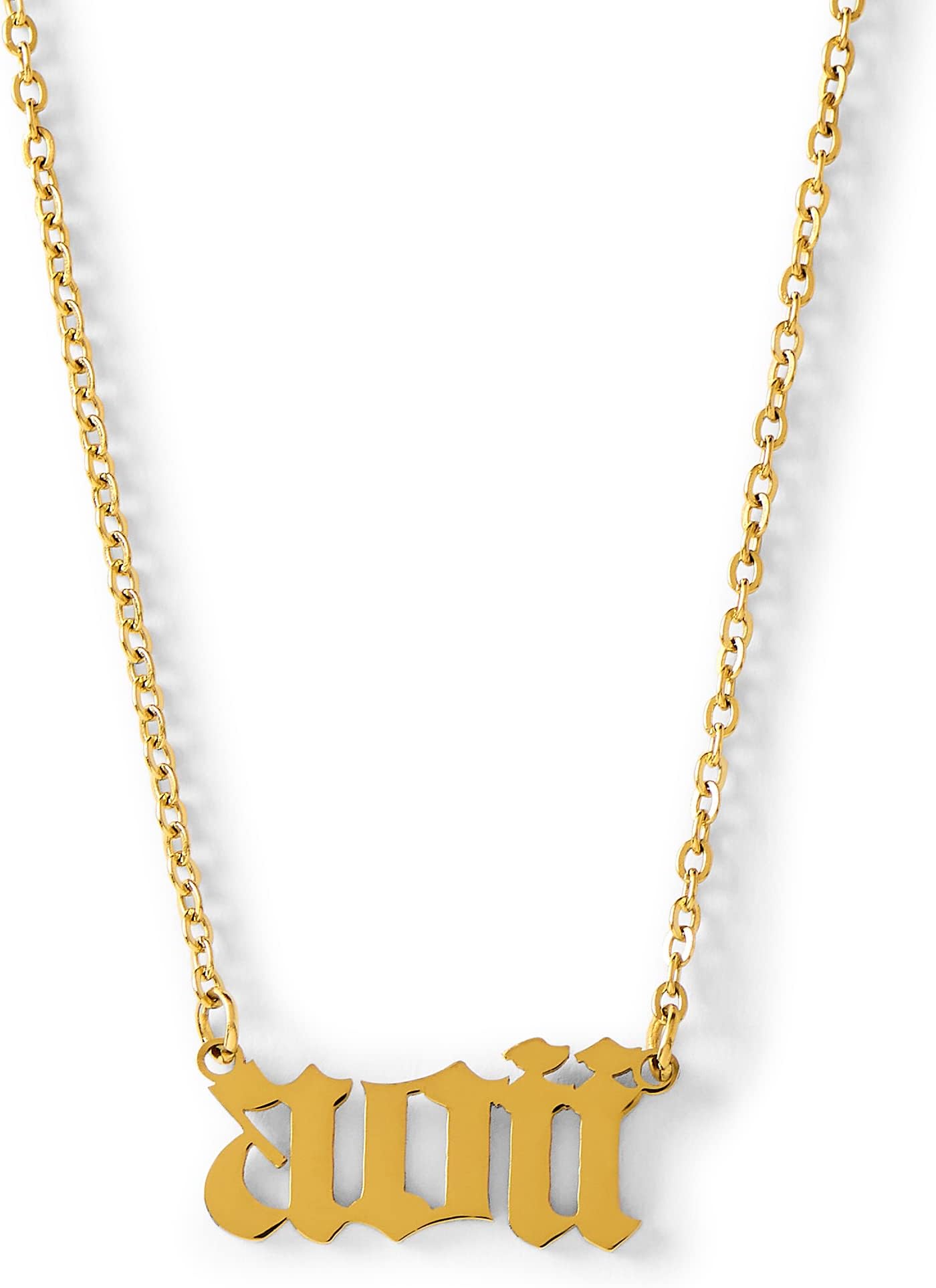 Sorority Shop Alpha Omicron Pi Necklace โ AOP 18K Gold Plated Sorority Necklace in Old English Font, Alpha Omicron Pi Gifts for Women