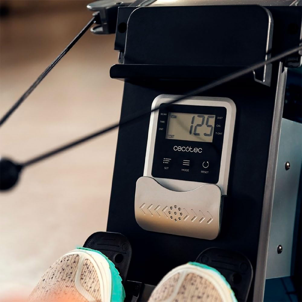 Cecotec Remos de agua Drumfit Rower Neptuno Remo de resistencia de agua con tanque de 11 y 13 litros. Sillín ajustable horizontalmente. APP, Pantalla LCD. Soporte para dispositivos.