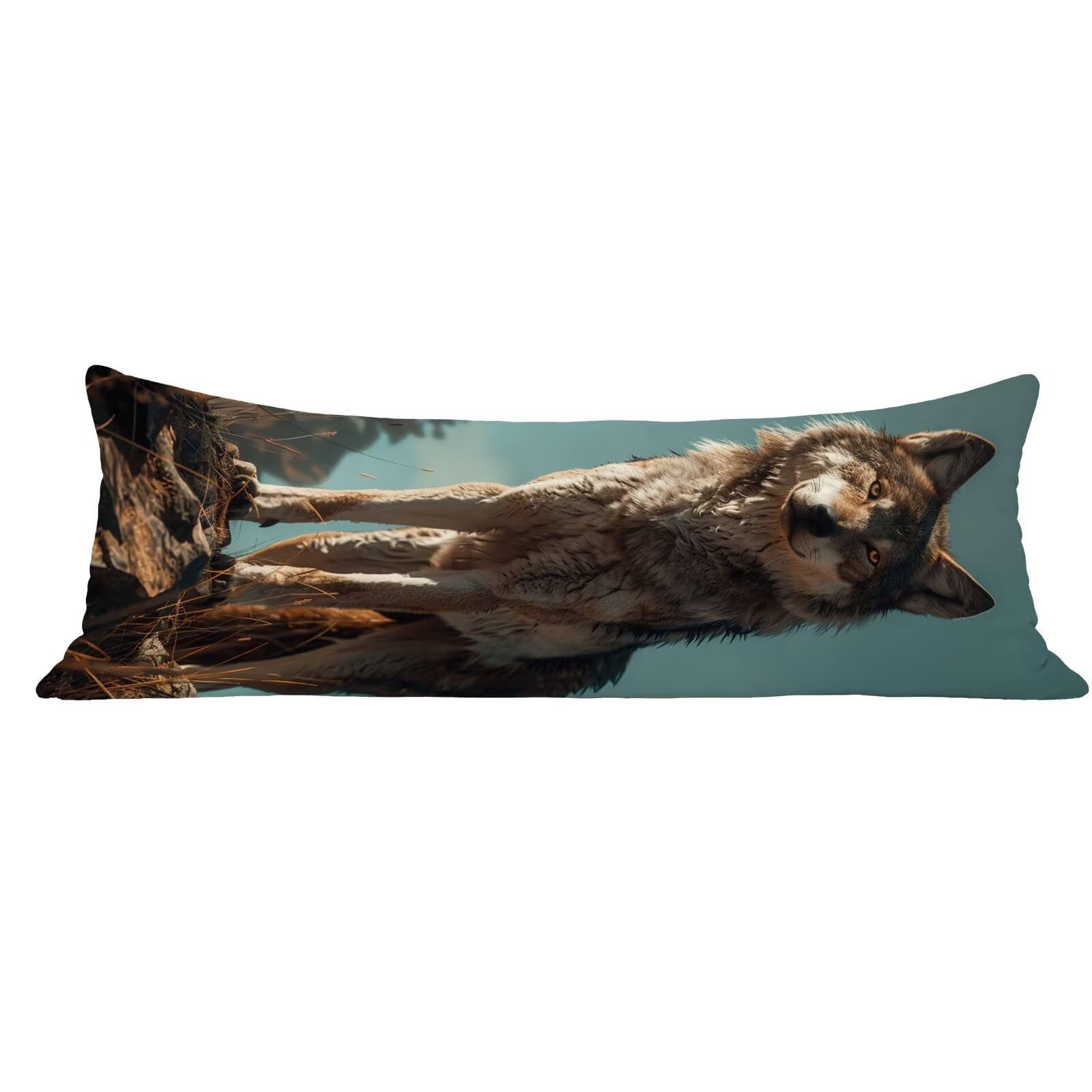 Funda de Almohada 60 x 180 cm Animal Protector Almohada 180 cm con Cremallera Invisible, Lino Durable y Transpirable Pillow Case Moderno Impresión a Doble Cara para Cama, Sofá y Dormitorio dg-604