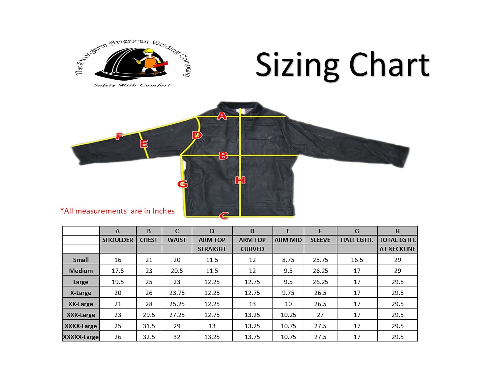 Strongarm - Chaqueta de trabajo de cuero para soldadores de cuero de vaca resistente resistente a la llama, para hombres y mujeres