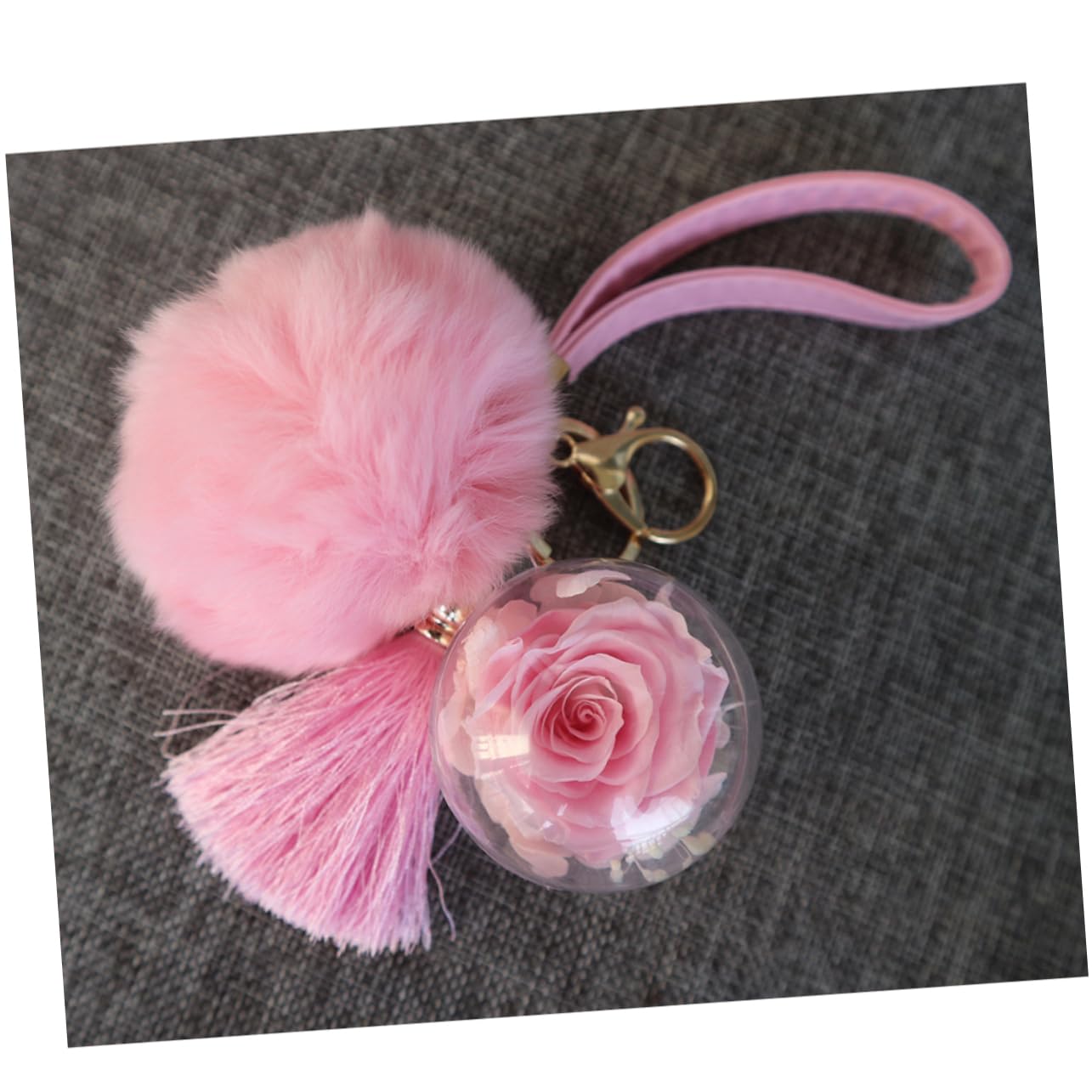 LIFKOME 3 Uds Pulseras De Brazalete Para Mujer Llavero Con Pompón De Mujer Llavero Decorativo Con Pompón De Rosas De Coche s De Rosa Bolsa