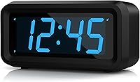 Vista 11 de Reloj despertador, reloj digital, modo nocturno automático, brillo LED de 3 niveles, funciona con pilas, 12/24 horas, pantalla de dígitos rojos