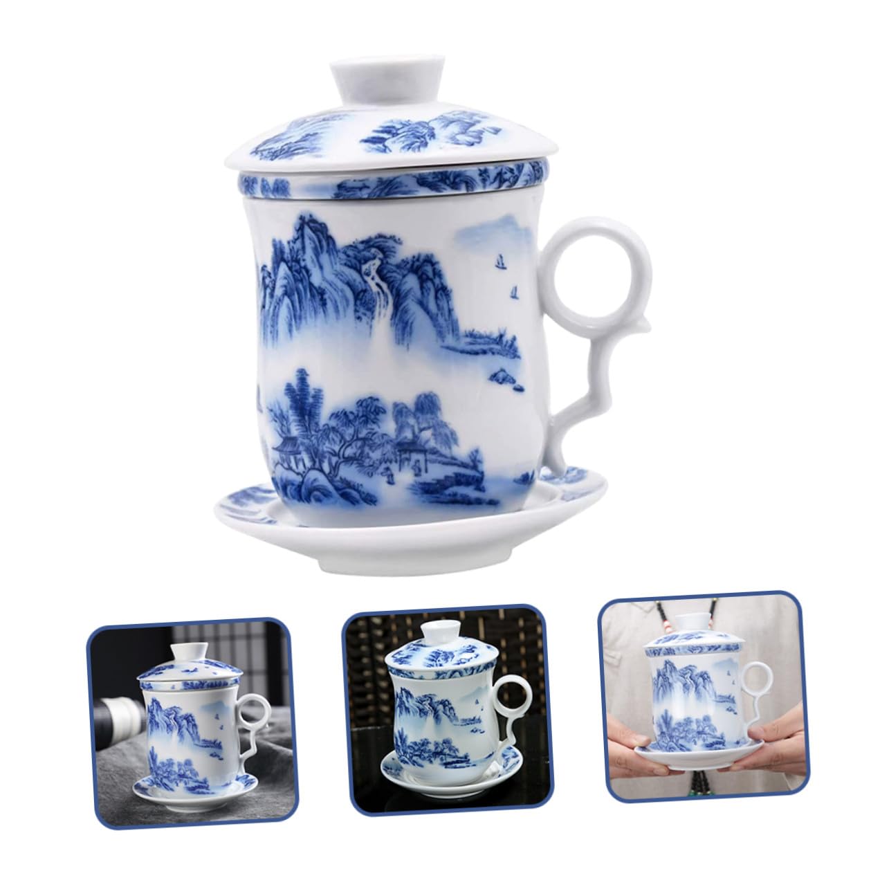 Chinesische Gongfu Teetasse 1 Satz aus Keramik mit Deckel und Untertasse