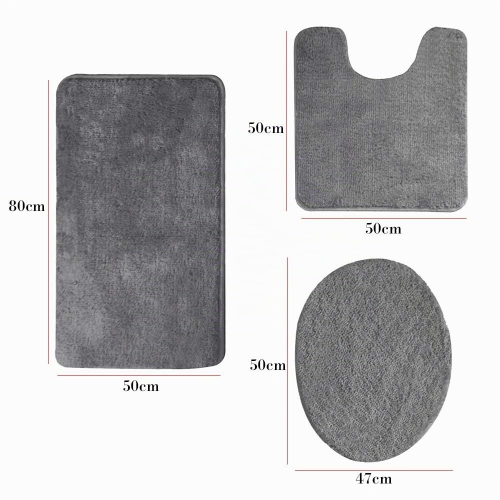 jianyana 3-teiliges Badteppich-Set rutschfeste Mikrofaser Shaggy Soft Bath Duschmatten Contour Badteppich Toilettensitzbezug Combo