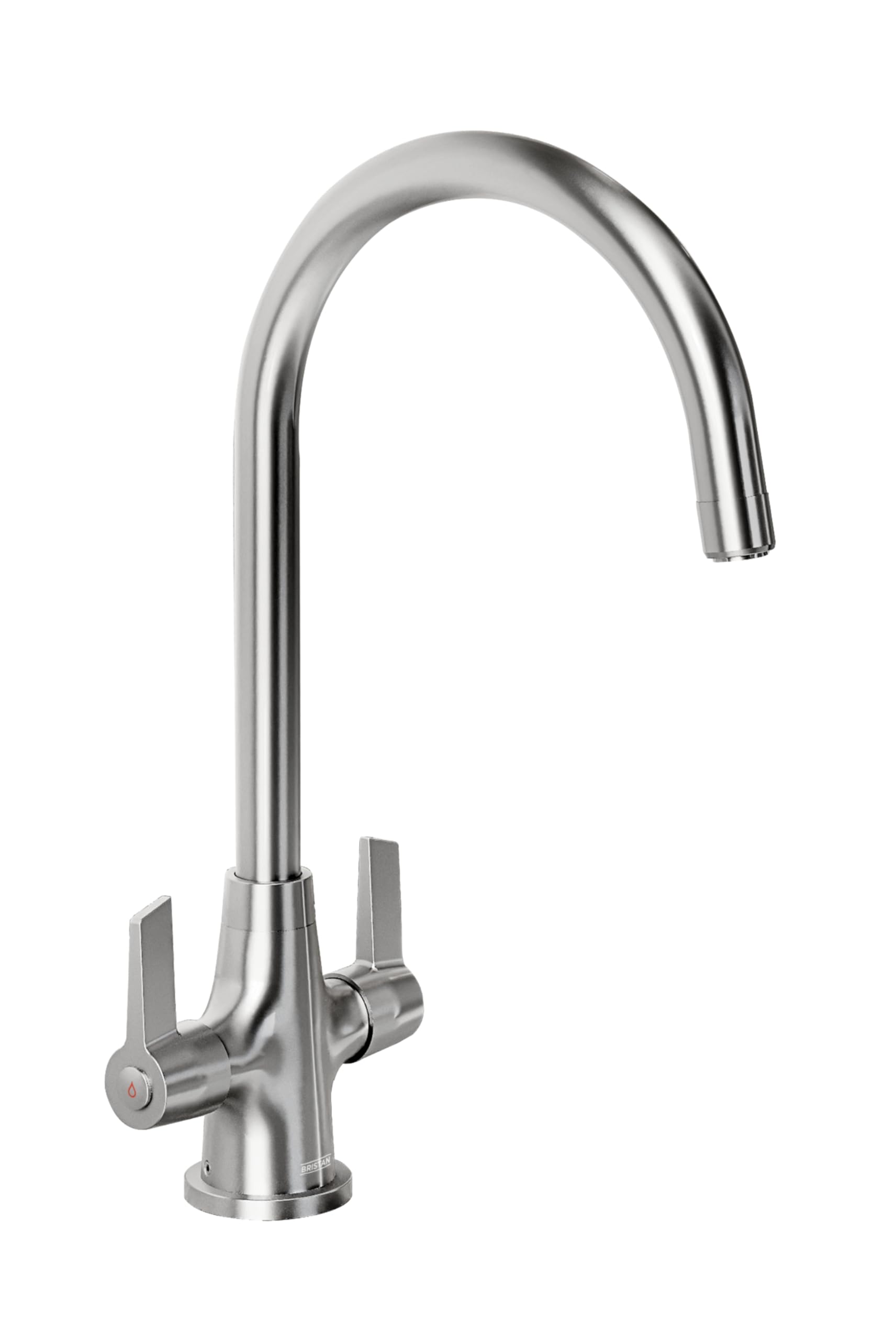 Bristan Brushed Nickel Echo Kitchen Tap - Swivel Spout, Two Lever Easyfit Kitchen Sink Tap, Ec Snk Ef Bn