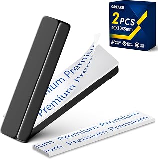 Grtard 2 Pack Neodymium Bar Magnets, Rare Earth Magnets Metal Neodymium Magnet with Double-Sided Adhesive for Fridge and Office Projects, 40x10x5mm(Black)