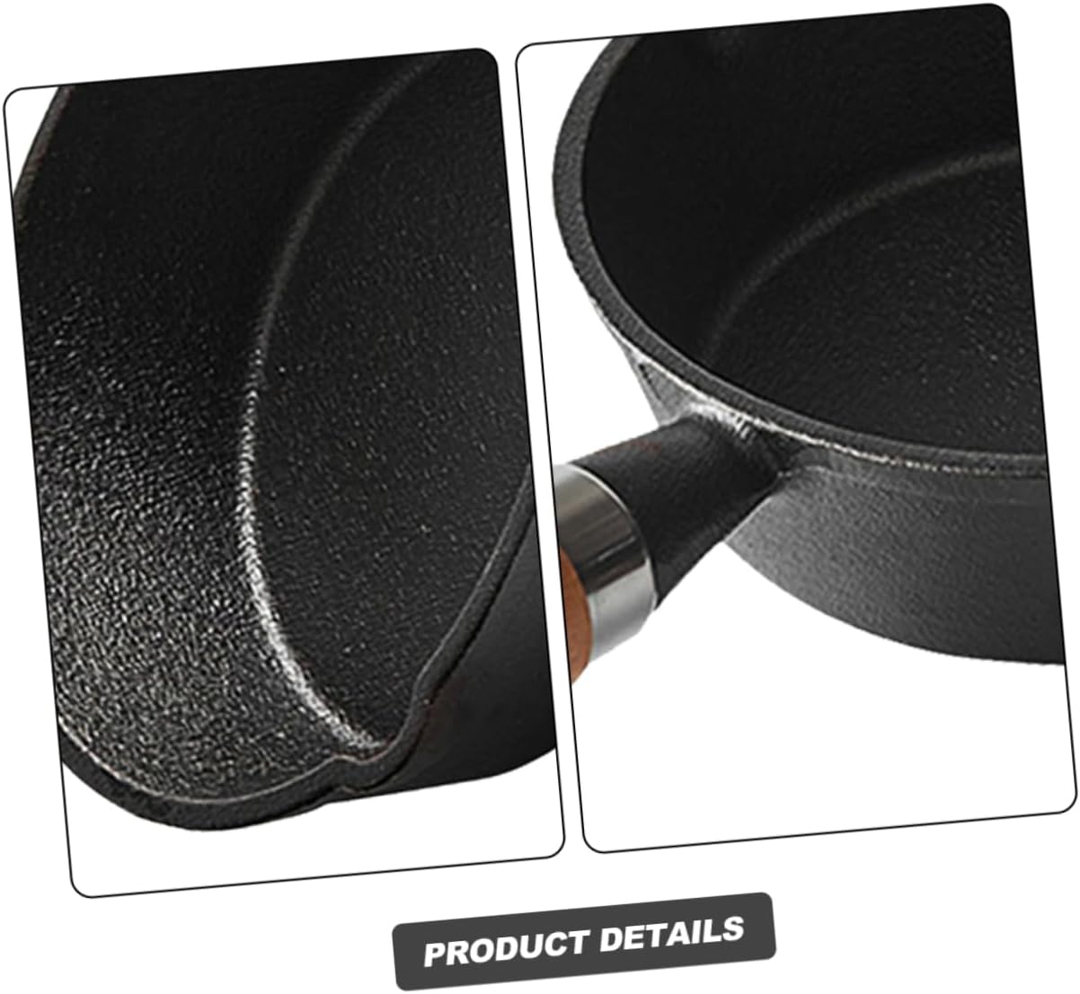 Luxshiny 2pcs Space-saving Cast Iron Sauce Bowl Pot Spout Iron Oil Boil Pot Saucepan Sauce Handle Small Wood Handle Melting