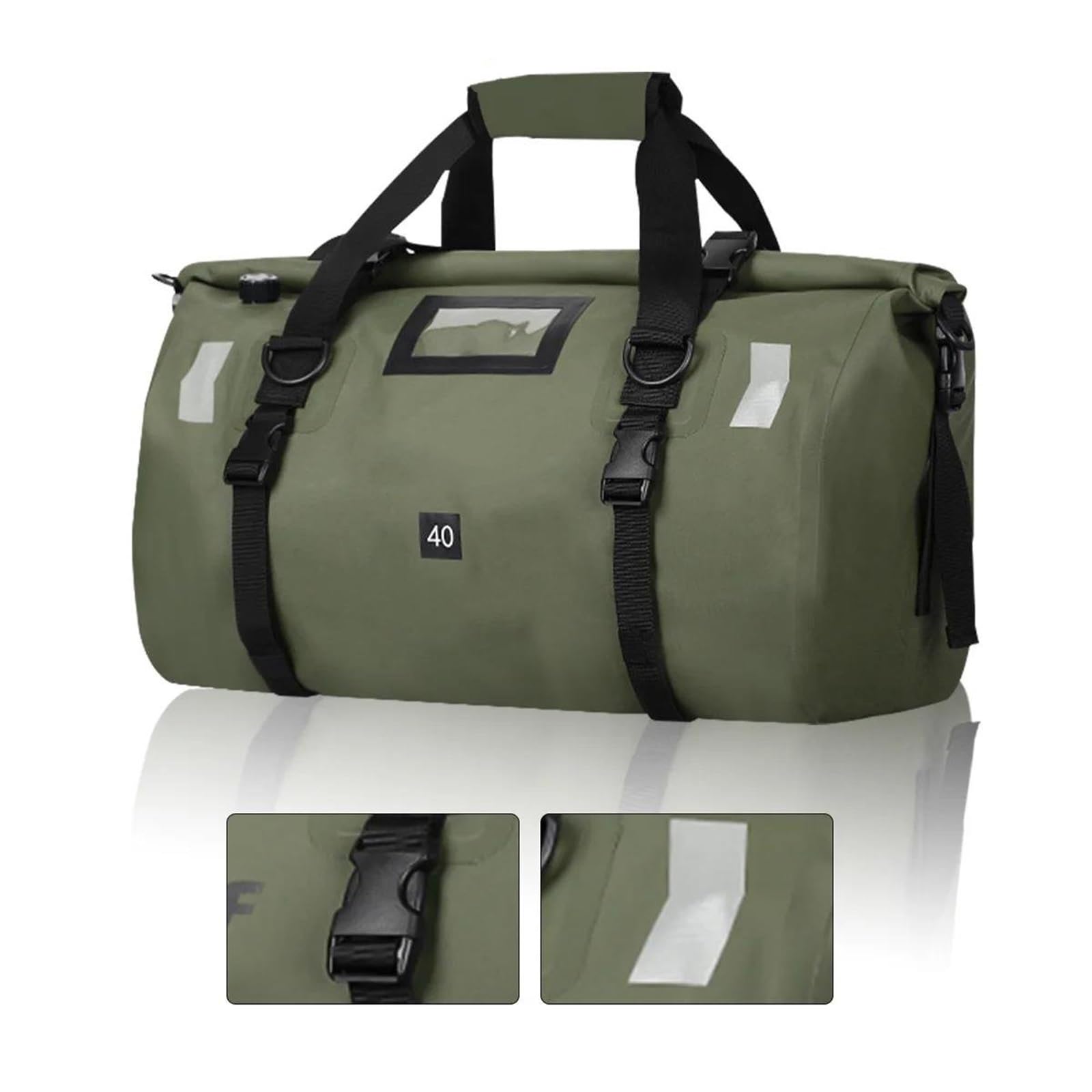 Reisebeutel Motorrad-Hecktasche, Reise-Outdoor-Tasche, 40 L, Gepäcktasche, Rucksack, Sitztasche(Green)