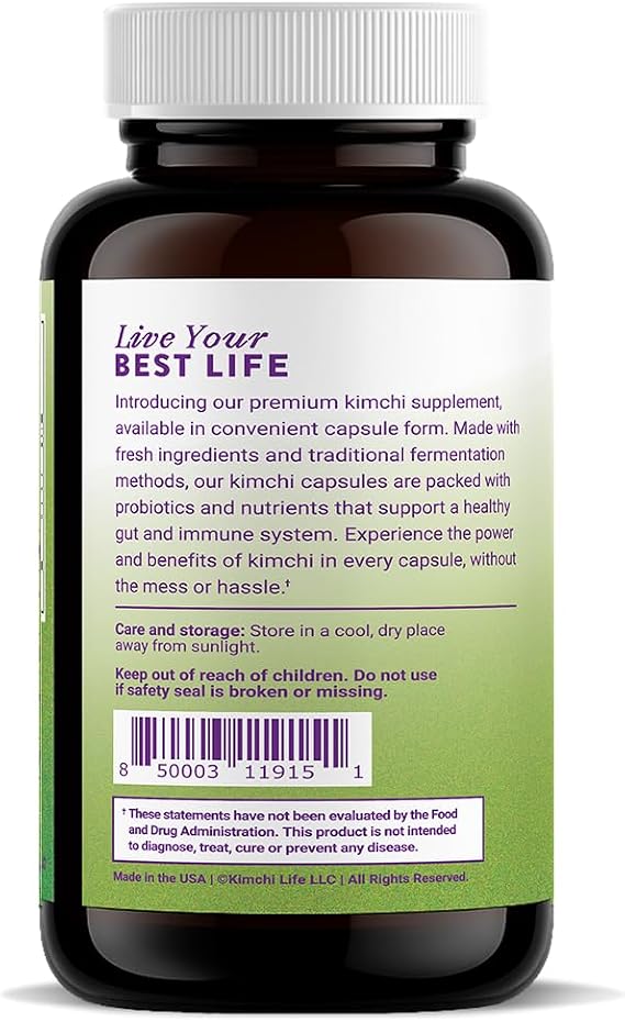 Premium Fermented Kimchi Capsules - Vegan & Natural 90 Caps