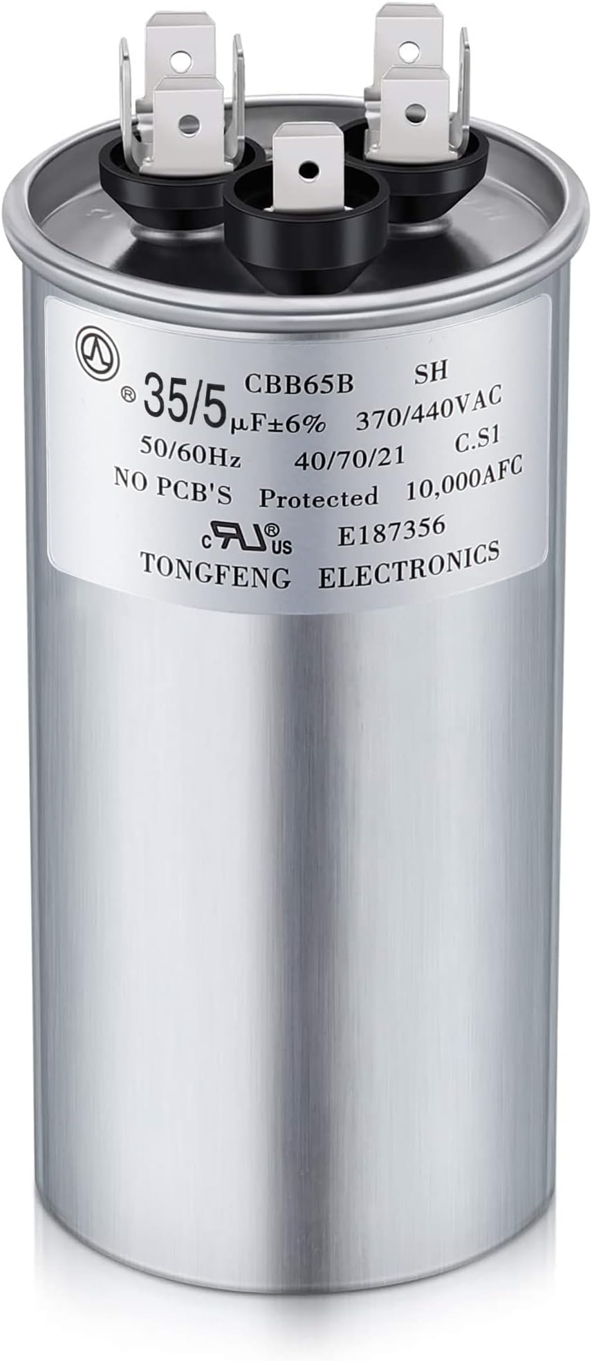 Frienda 35+5 MFD 35/5 uf ±6% 370V or 440V VAC Dual Run Round Capacitor, 35 5 Start Capacitor for AC Air Conditioning Unit, Condenser Straight Cool or Heat Pump