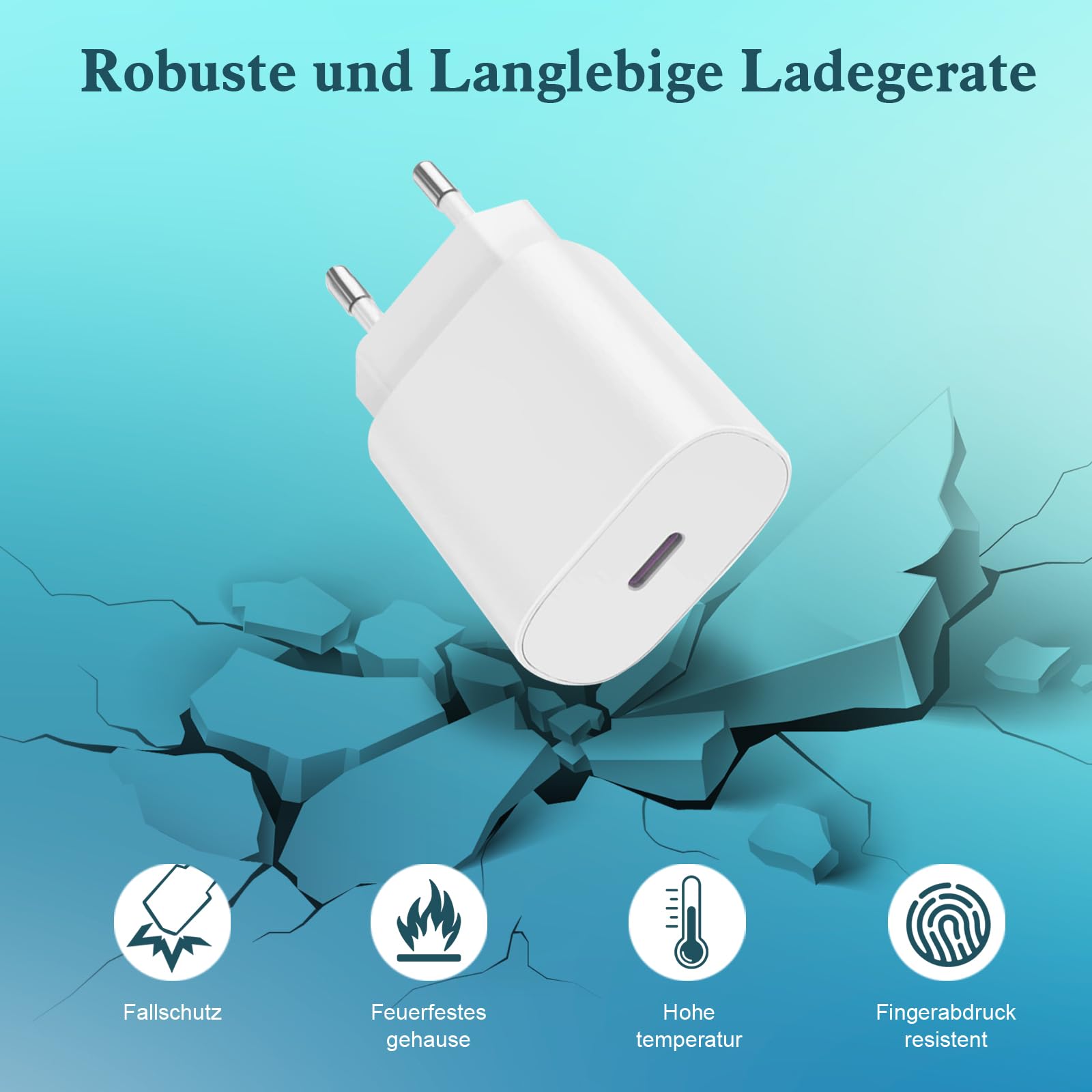 Caricatore per iPhone 16/16 15 Pro/15 Pro Max/15 Plus,20W Caricabatterie Rapido USB C con 2M Cavo per iPad Pro 12.9/11/Air/Mini/iPad 10 generazione,Alimentatore USB C Presa Adattatore Veloce Charger