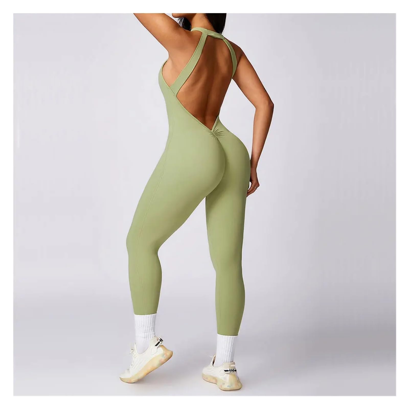 Mono de yoga sin espalda Conjunto De Mono Sin Espalda For Entrenamiento, Fitness, Ropa Deportiva Siamesa For Mujer, Chándal, Gimnasio, Una Pieza Para Entrenamiento
