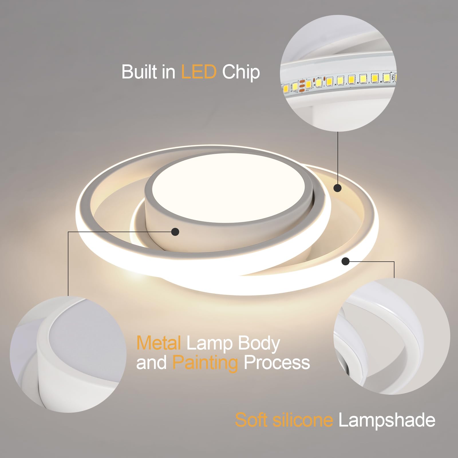 Comely Pack de 2 Plafones LED 32 W – 2350 lm c/u – Luz Natural 4500 K – Blanco Redondo Moderno Ø 27 cm – Ideal para Salón, Cocina, Pasillo y Baño
