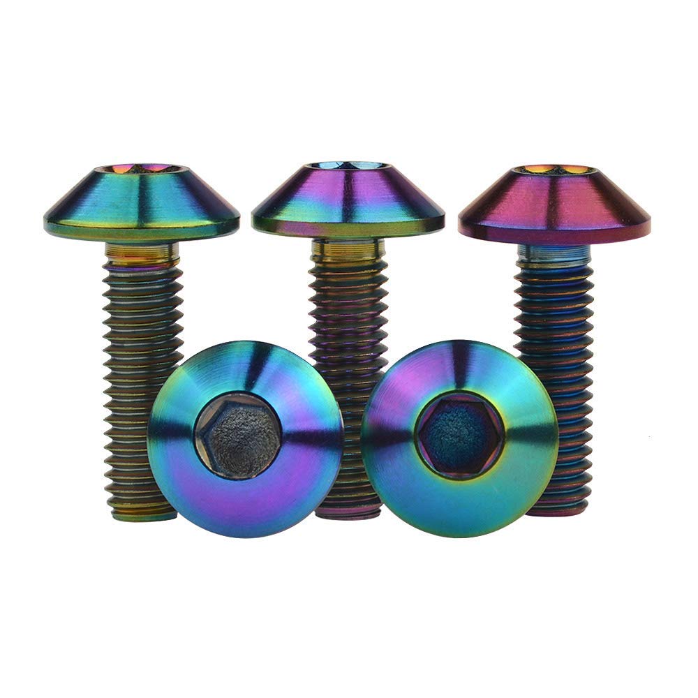Ruifu M6 Gr5 - Tornillos de titanio para placa de matrícula (5 unidades, 12, 15, 20 mm)