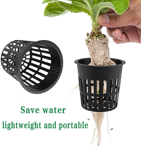 Miniatura 6 de Panxxsen Maceta de red, 3 pulgadas, negro, 50 unidades, resistente, malla ranurada, tazas hidropónicas, plástico de jardín, vivero de plantas, uso