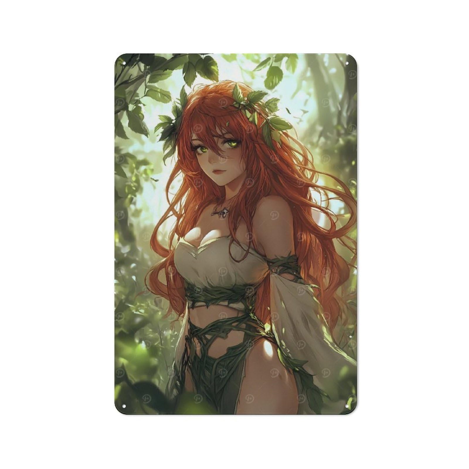 Junmoney Anime Forest Celtic Anime Fairy Nymph Cottage Style Metal Wall Decor 30X20cm, Tin Wall Plaque For Kitchen, Cottage, Porch Or Garden Room
