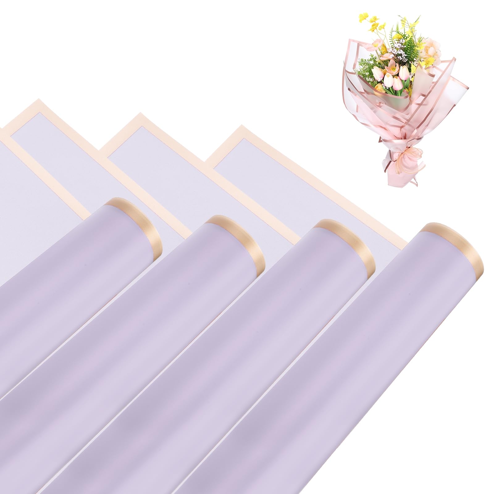 sourcing map Flower Bouquet Wrapping Paper, 56cm/22 Inch Waterproof Floral Wrapping Paper for Flower Bouquet DIY Gift, Wedding, Birthdays, Valentine's Day, Pack of 20(Deep Purple)