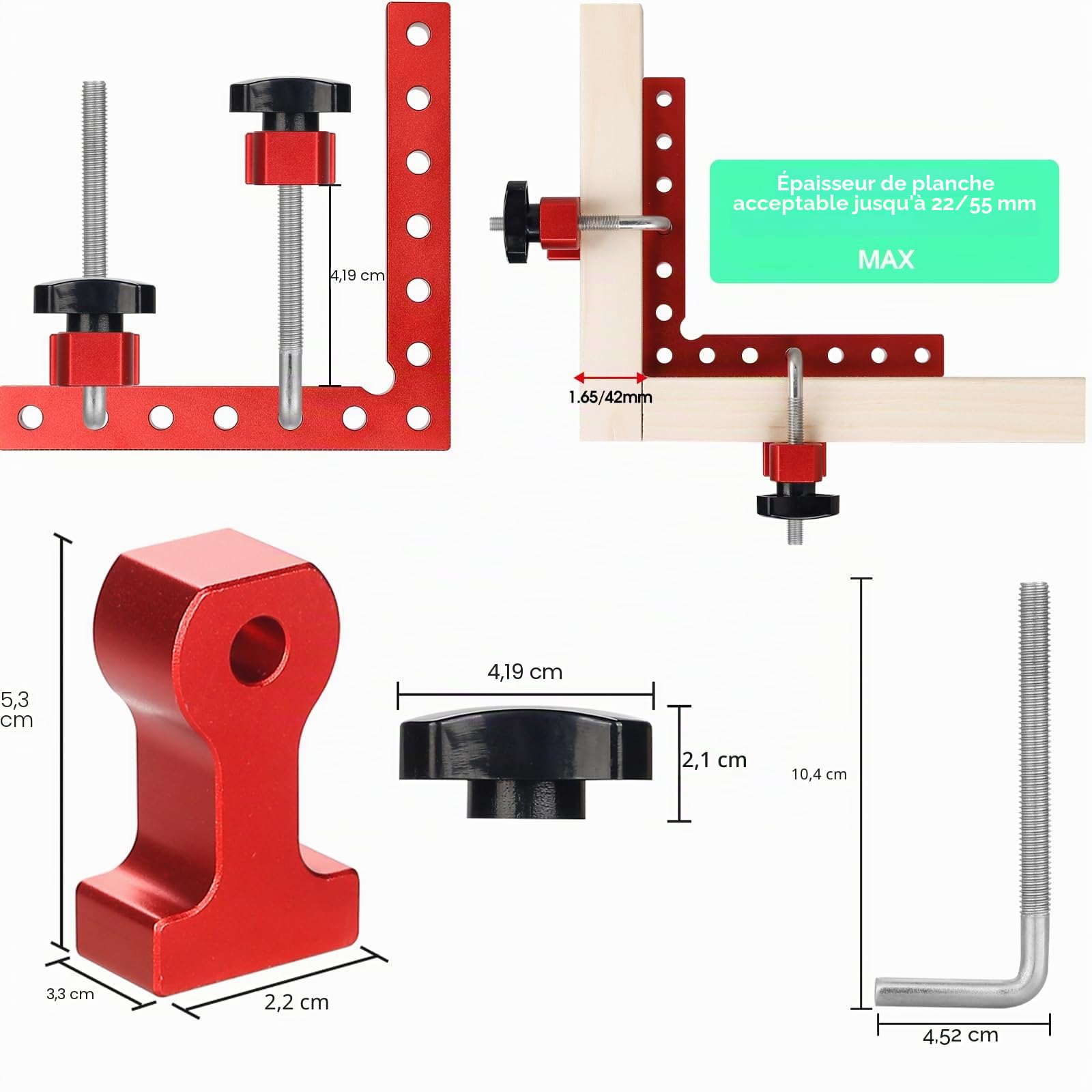 Lot de 4 Pince à Angle Droit - Équerre positionnement en Alliage d'Aluminium,Bloc de Positionnement à 90 Degrés,Pince d'angle type L pour Travail du Bois Bricolage Artisanat à Angle Droit (14 cm/5,5")