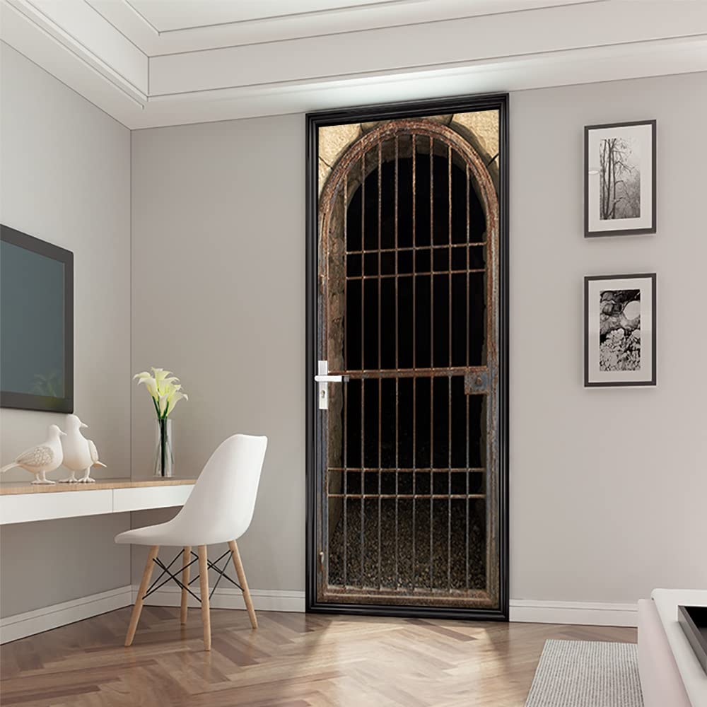 Autocollant de porte rétro marron pour sublimer votre salon