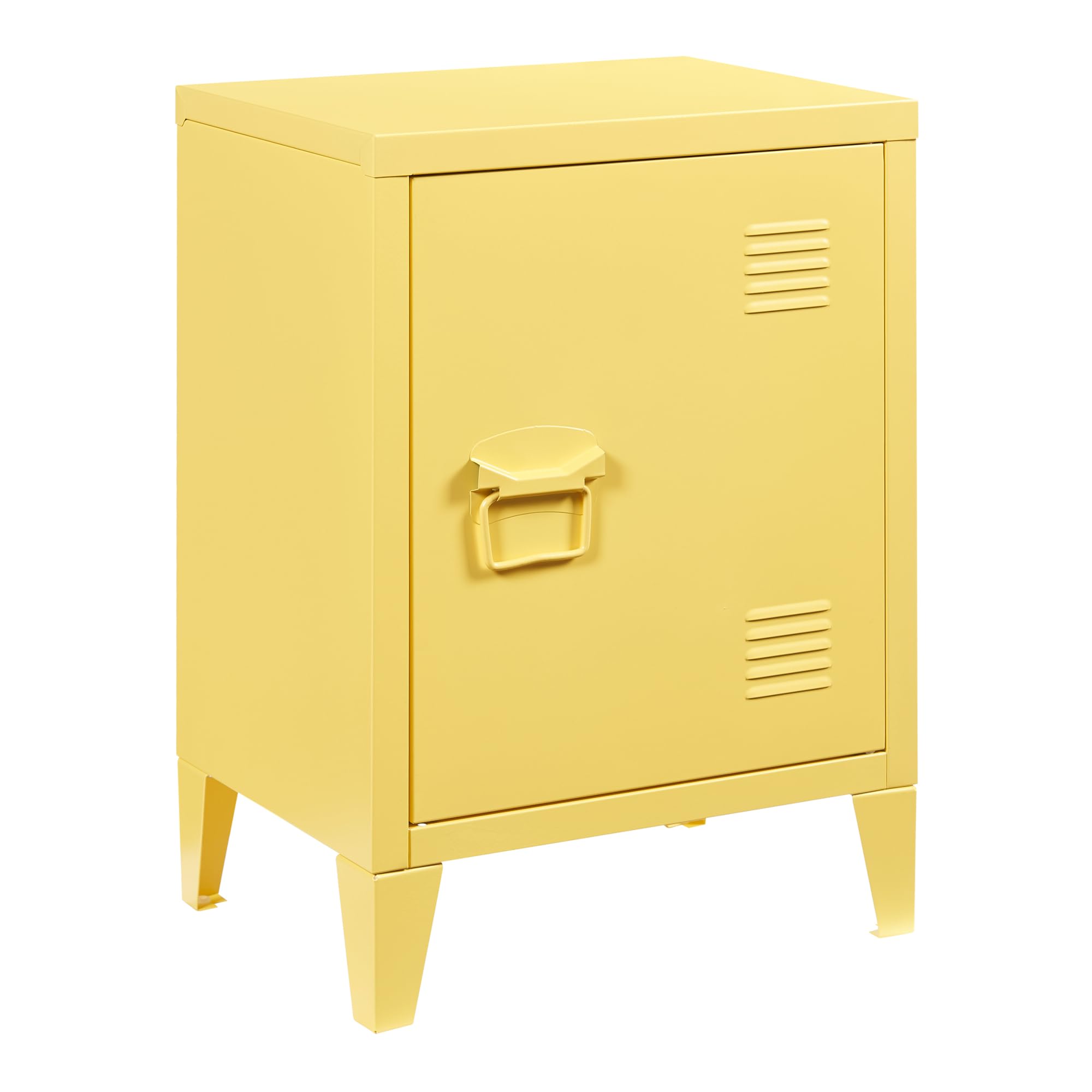 [en.casa] Table de Chevet à Porte pour Chambre Meuble de Rangement pour Bureau Salle de Bain Salon Fermeture Magnétique Acier Laminé à Froid 57 x 40 x 30 cm Jaune