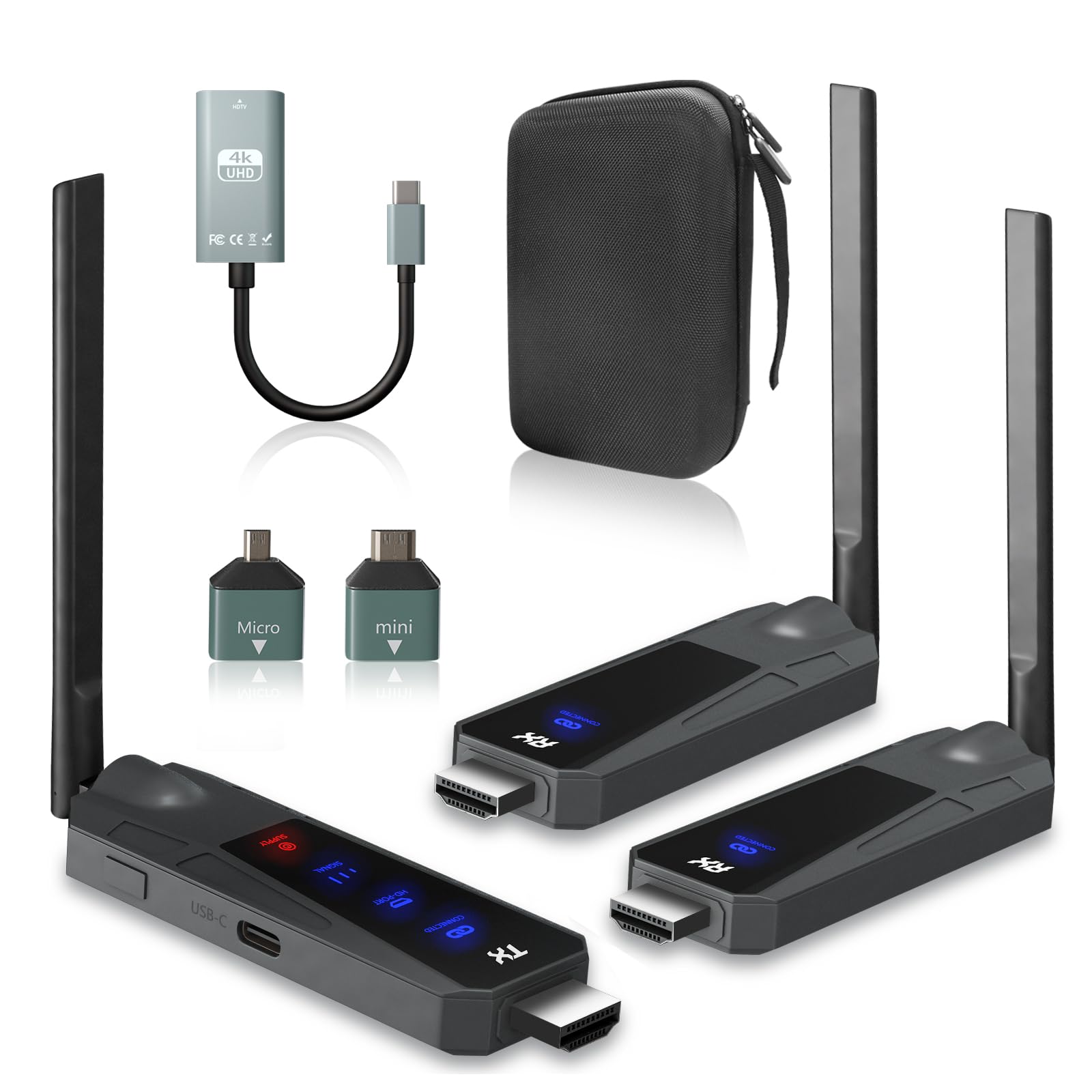 Wireless HDMI Transmitter and Receiver, 1080P@60Hz,100 Meter Funkübertragung 2,4G/5G,HD-Ausgang,Hdmi Wireless Geeignet für TV/DSLR/Projektor/Laptop/PC und Andere Geräte(1TX+2RX) | HDMI Wireless Extender, 4K Decode, Plug & Play, 2.4G/5G Dual Band, Screen M