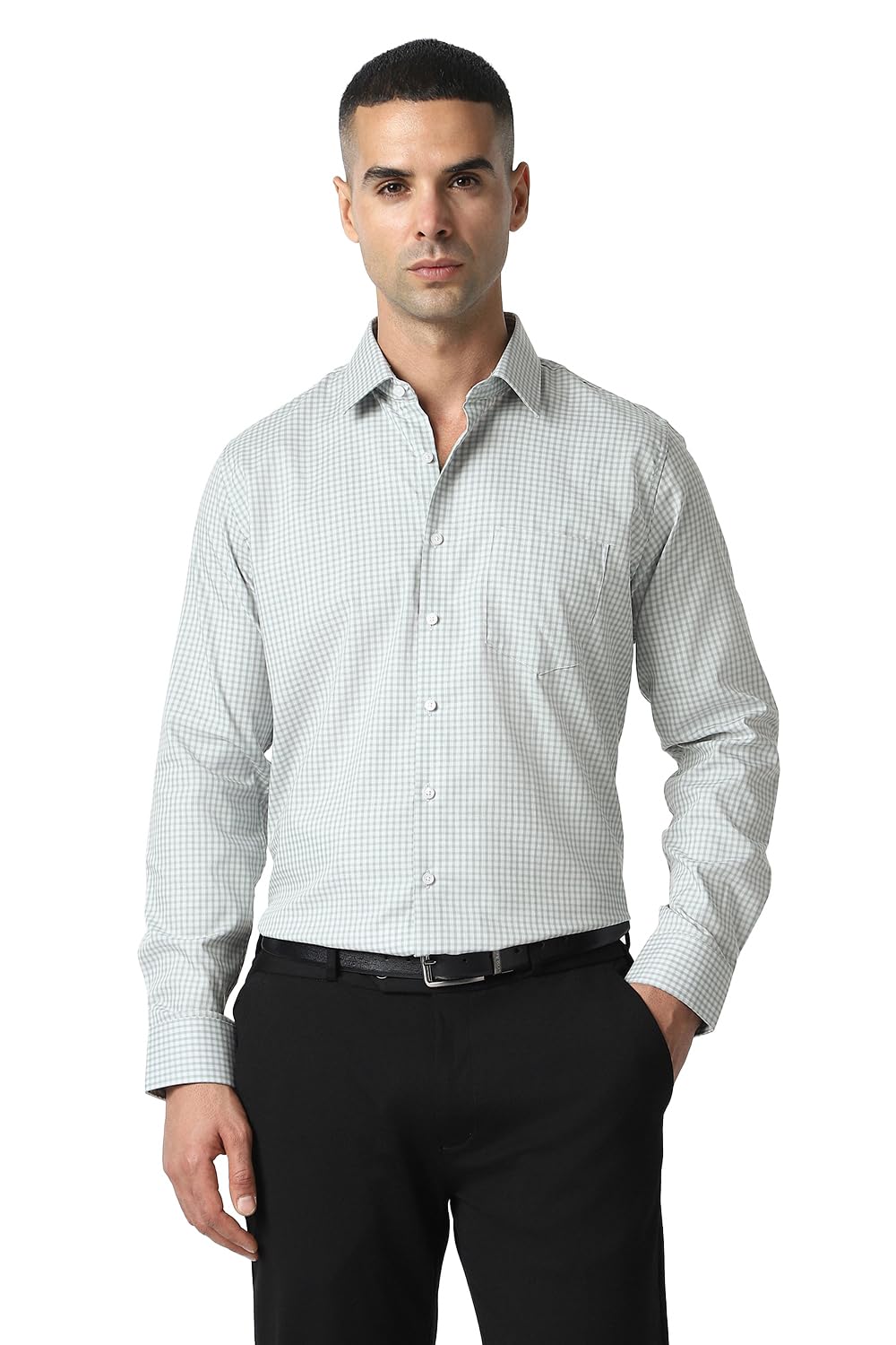 Van Heusen Men's Dress Shirt Fitted Poplin Solid, Greystone, 16.5" Neck 32"-33" Sleeve