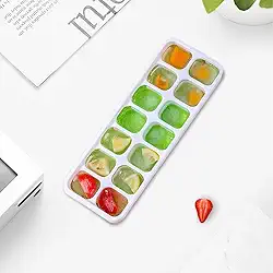 Bandeja de cubos de gelo com tampa para freezer, molde de liberação fácil para fazer cubos de gelo em bebidas e coquetéis, necessidades de preparação de cozinha, verde