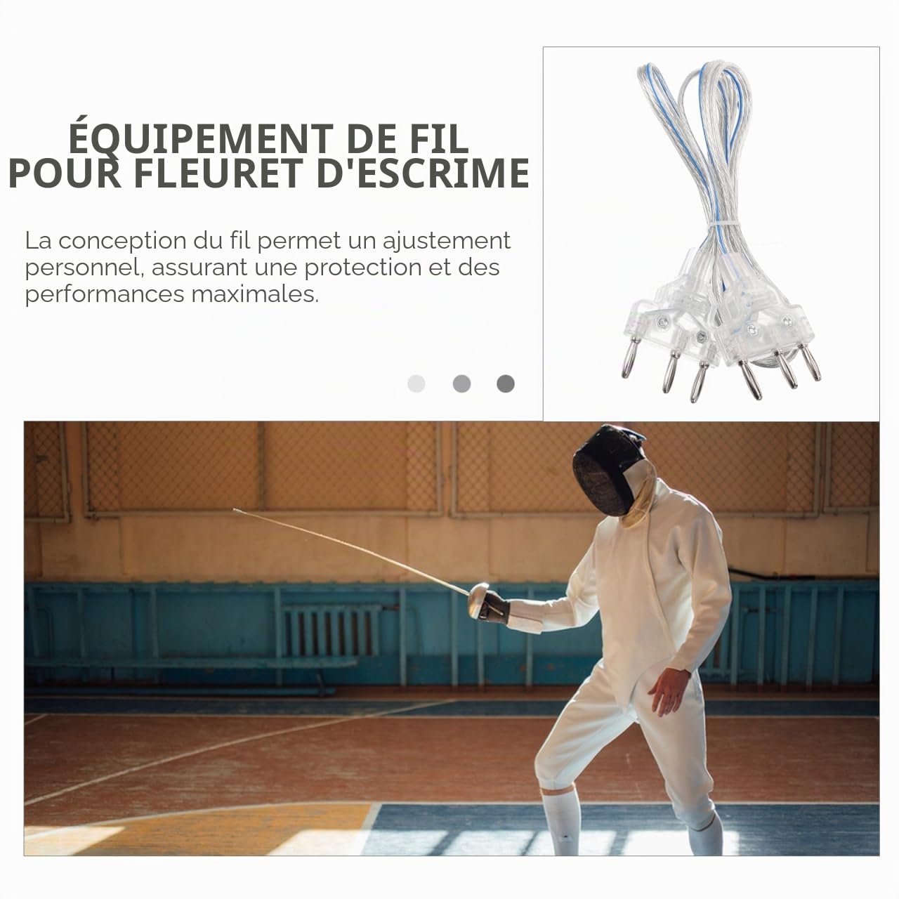 VANZACK Accessoires d'escrime professionnels Epee Câble manuel pour masques d'escrime Câble de corps transparent de qualité standard Idéal pour les compétitions et l'entraînement