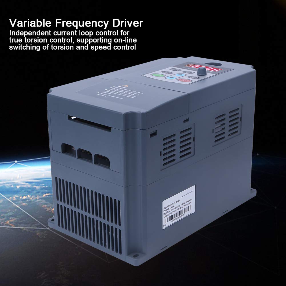 Inversor de Frecuencia Variable de 1,5 KW, Arranque Suave, Ahorro de Energía y Funciones para Motores, Bombas y Máquinas CNC con Nueve Protecciones, Aplicación para Obras de